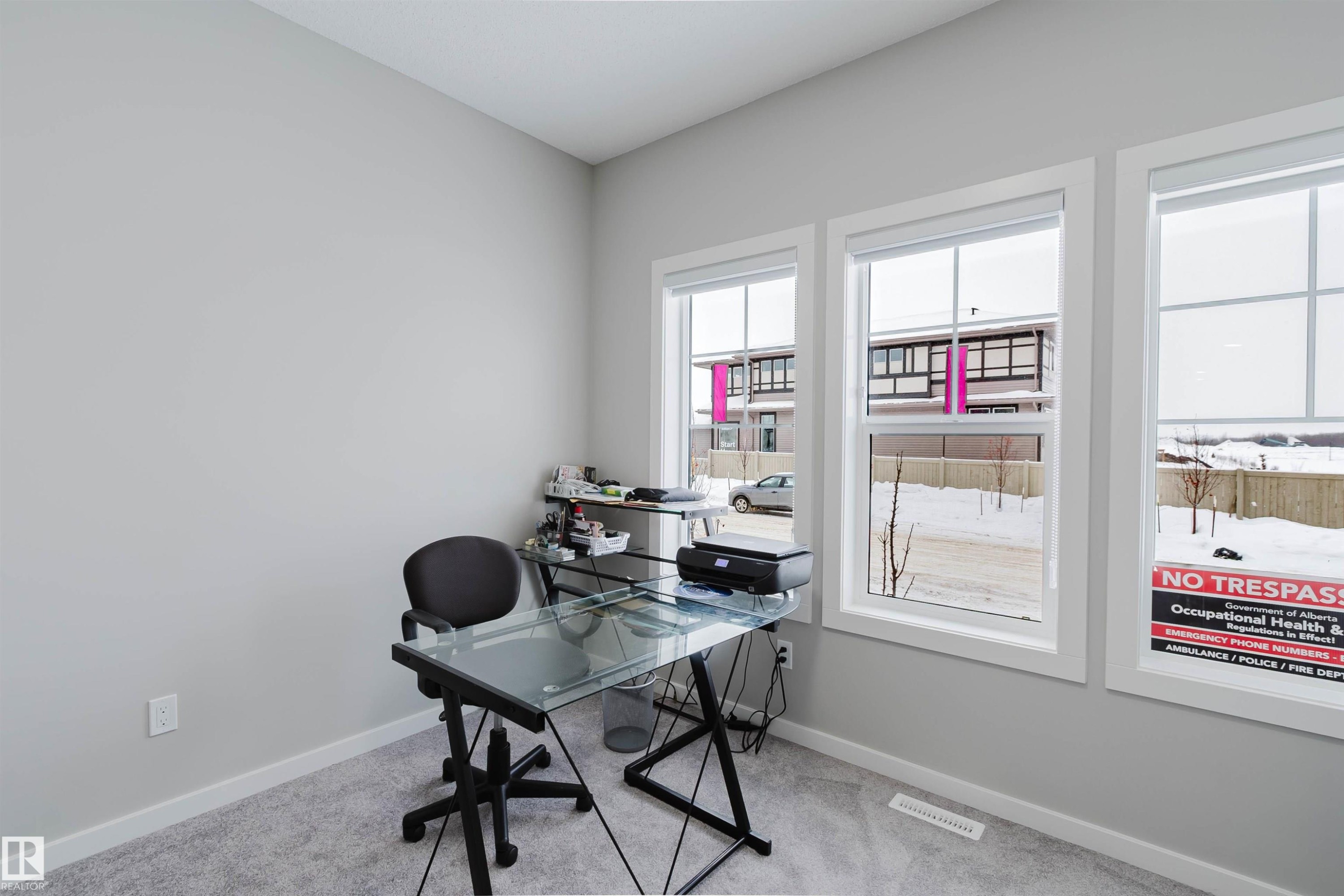 Office featuring light carpet - 343 Edgemont Drive, Edmonton, AB - Indoor Photo Showing Office