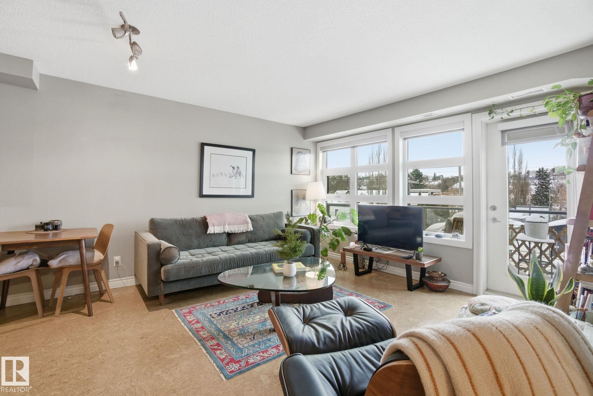 Living area featuring carpet flooring - 301 9603 98 Avenue, Edmonton, AB - Indoor Photo Showing Living Room