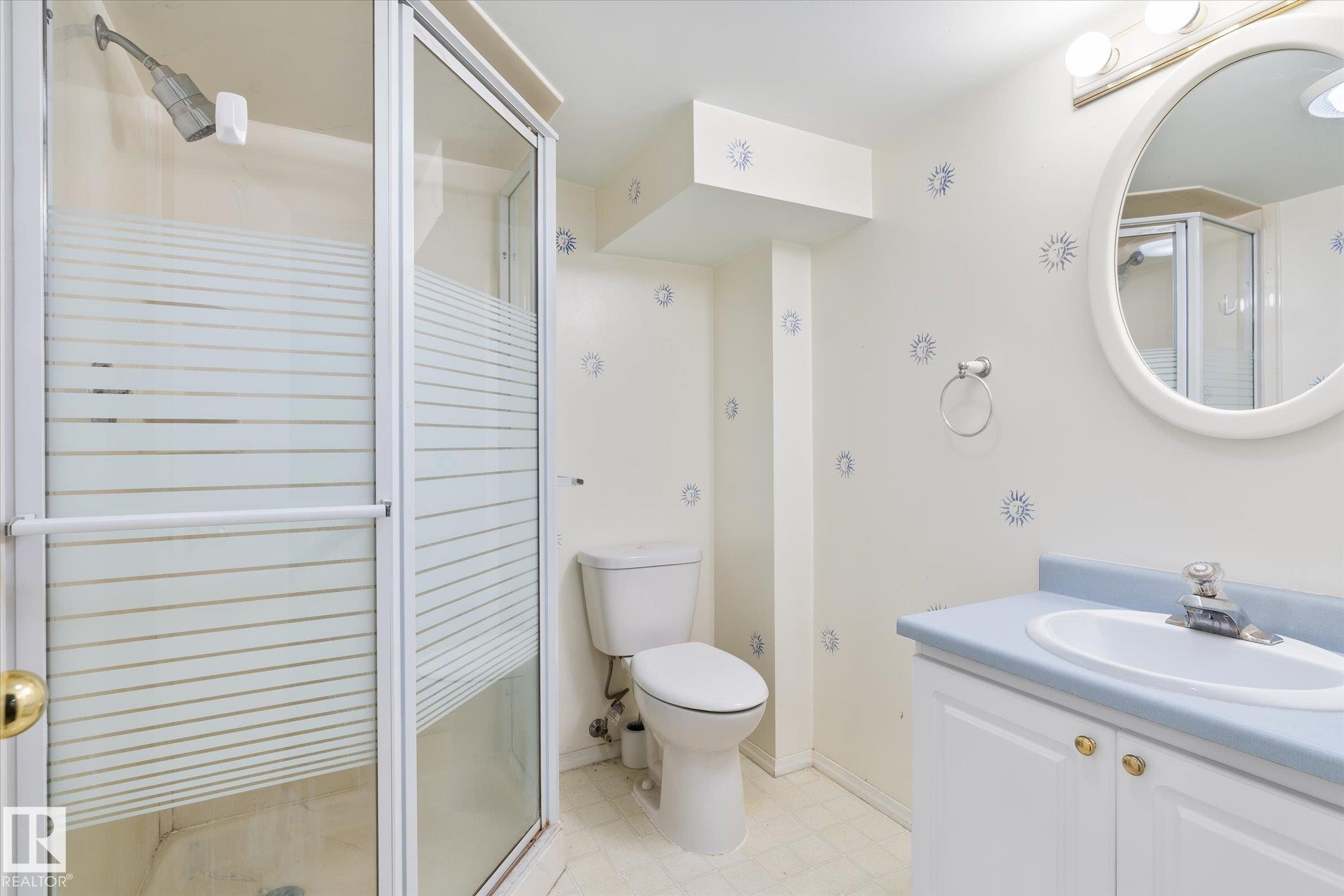 Full bathroom with vanity, a stall shower, and light flooring - 10429 143 Street, Edmonton, AB - Indoor Photo Showing Bathroom
