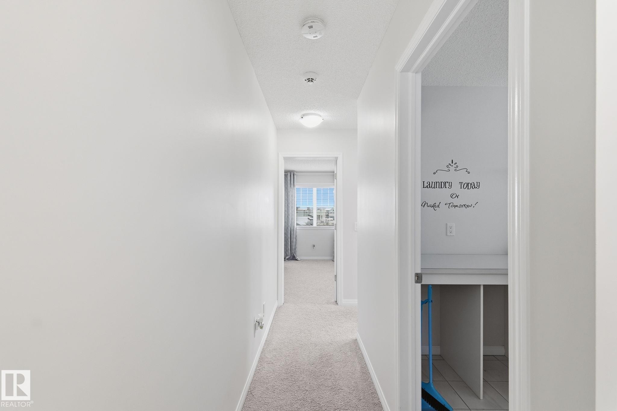Hallway with light carpet and baseboards - 1511 Secord Rd, Edmonton, AB - Indoor Photo Showing Other Room