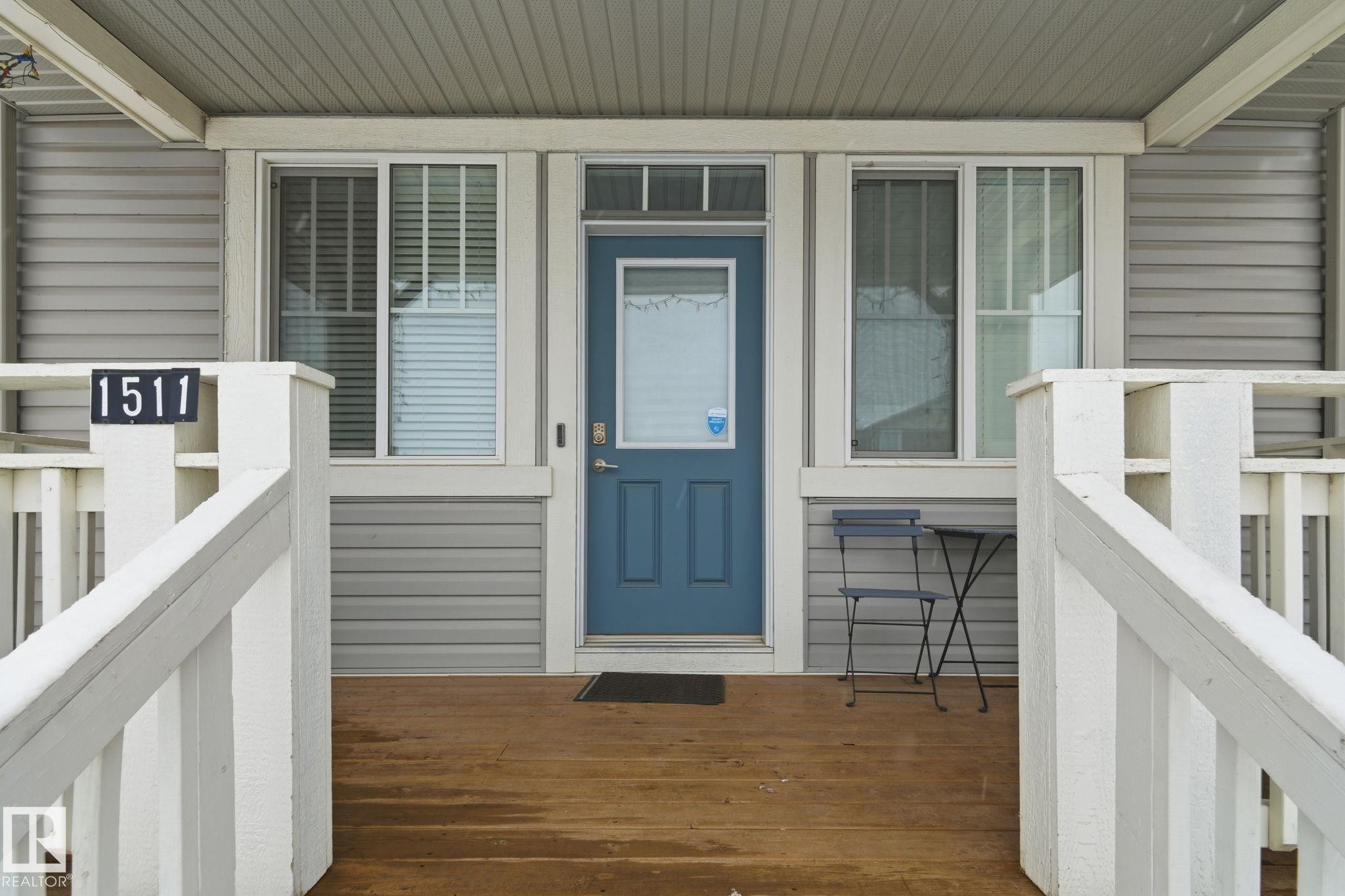 Doorway to property featuring covered porch - 1511 Secord Rd, Edmonton, AB - Outdoor With Exterior