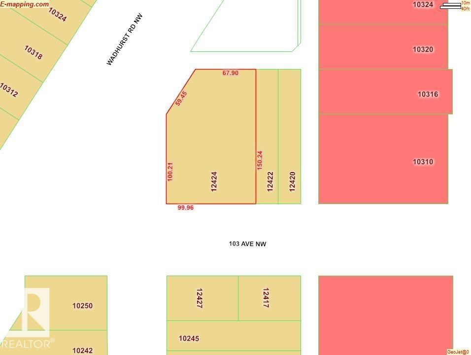 Map showing property parcels - 12428 103 Avenue Nw, Edmonton, AB - Other