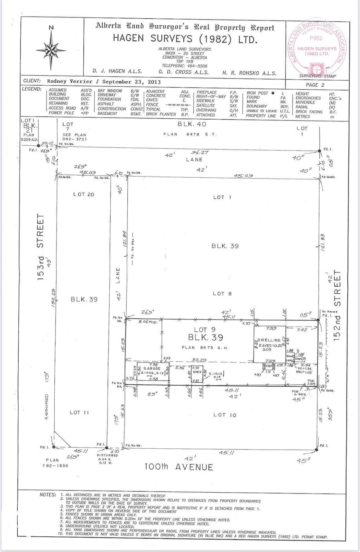 Survey map / technical document - 10006 152 Street Nw, Edmonton, AB - Other