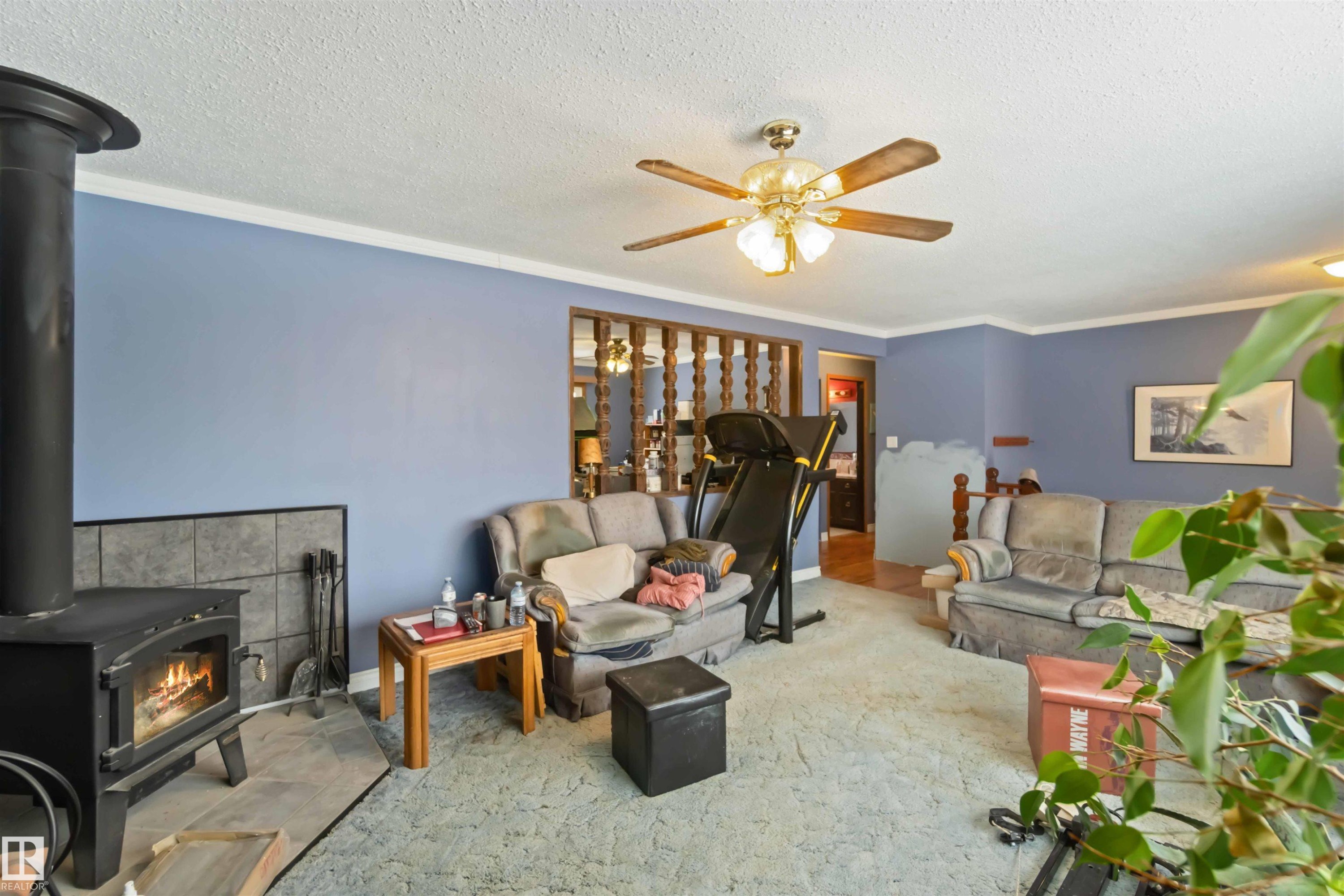 32 52432 Rge Road 20, Rural Parkland County, AB - Indoor Photo Showing Living Room With Fireplace
