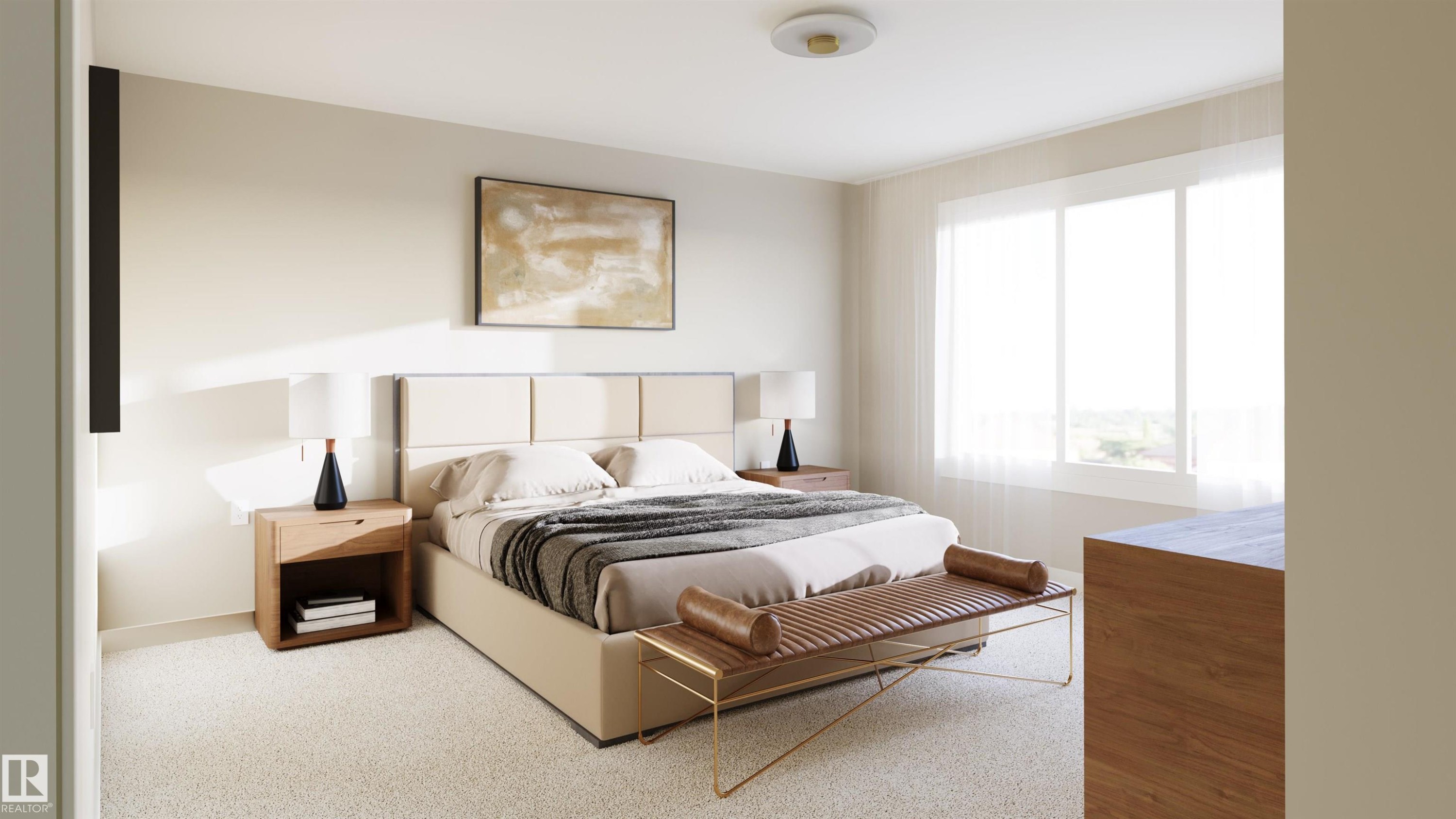 Bedroom with carpet floors and baseboards - 1725 Crossbill Loop, Edmonton, AB - Indoor Photo Showing Bedroom