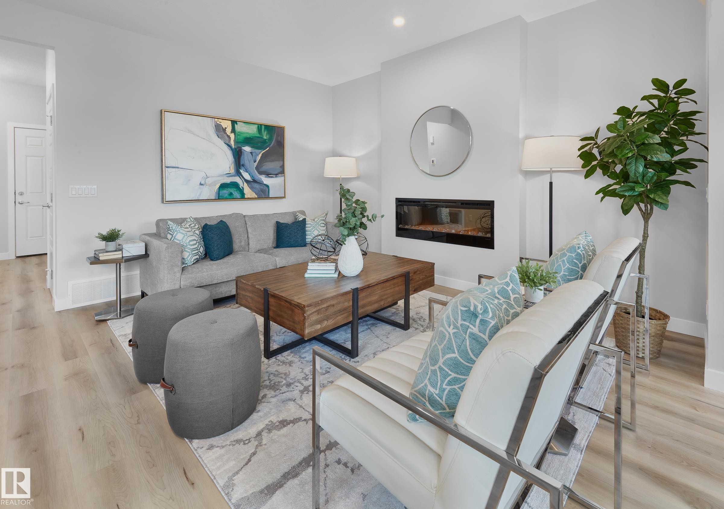 1230 Cristall Way, Edmonton, AB - Indoor Photo Showing Living Room With Fireplace