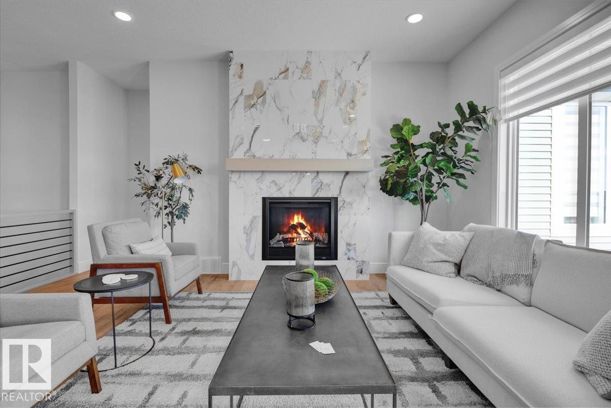 2003 Genesis Lane, Stony Plain, AB - Indoor Photo Showing Living Room With Fireplace