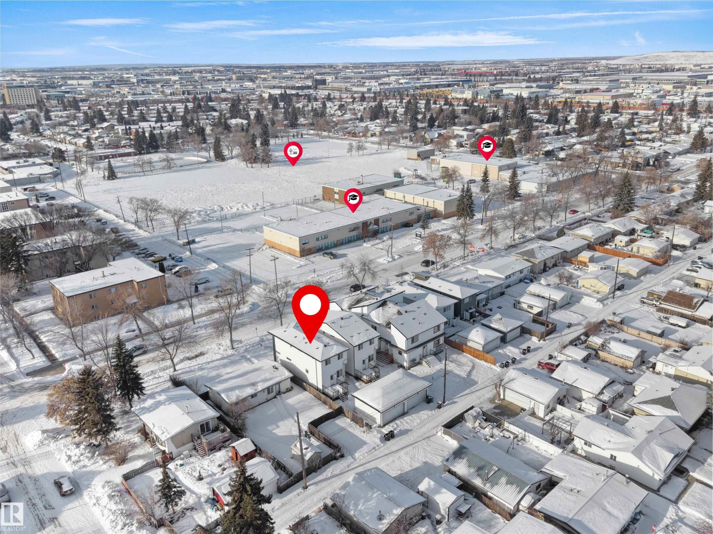 View of snowy aerial view - 10911 159 Street, Edmonton, AB - Outdoor With View