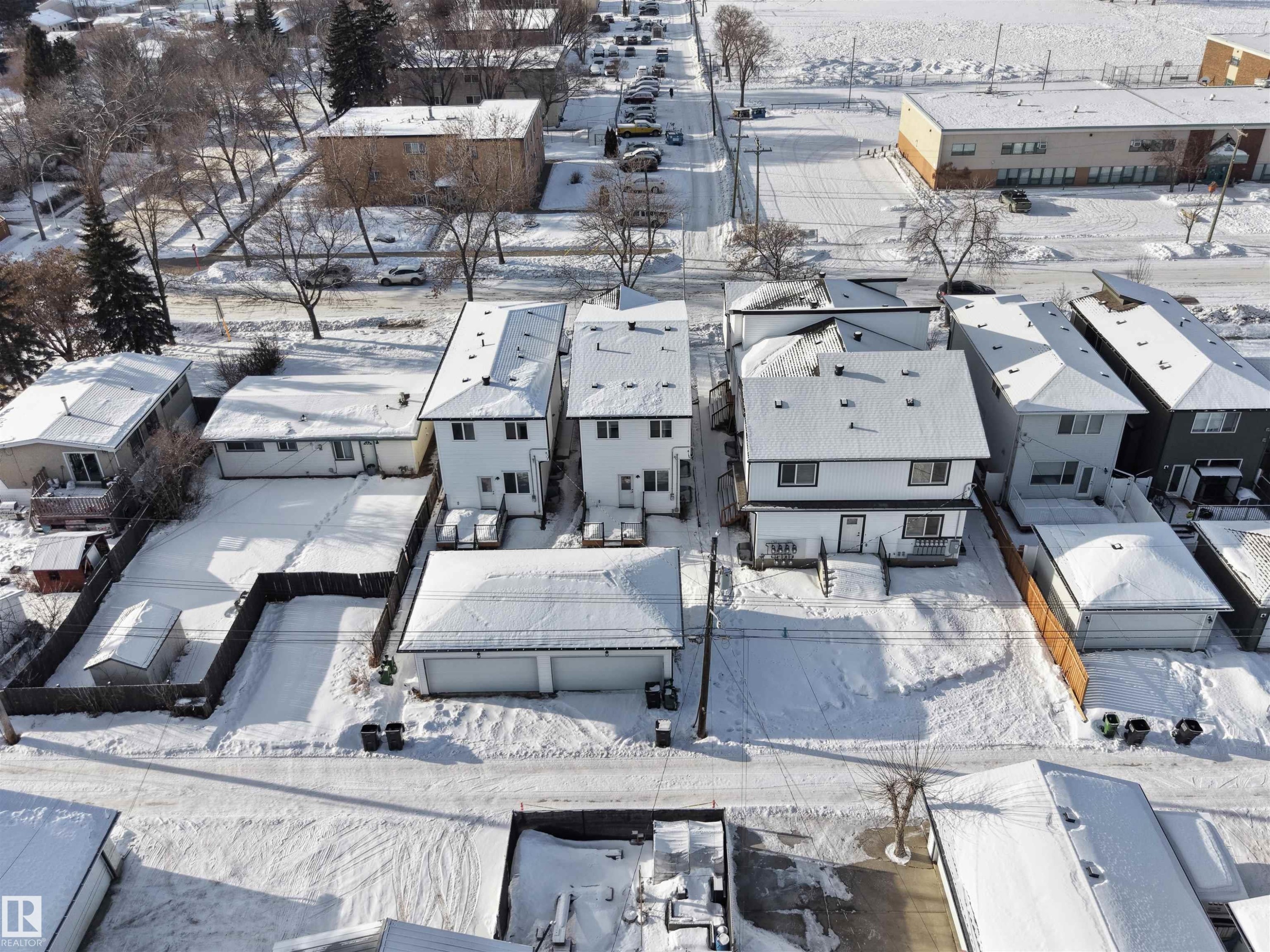 Snowy aerial view featuring a residential view - 10913 159 Street, Edmonton, AB - Outdoor
