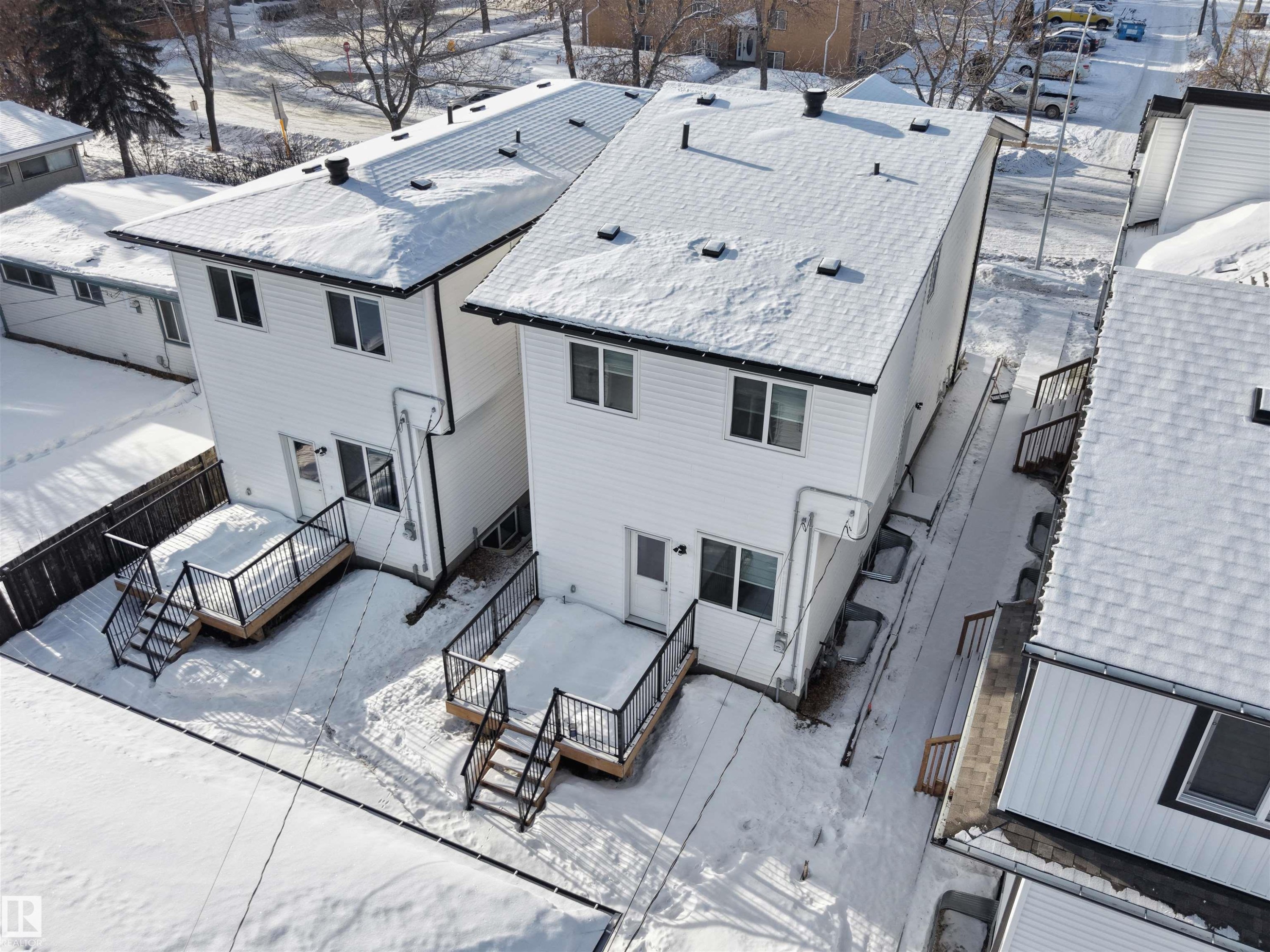 Snowy aerial view with a residential view - 10913 159 Street, Edmonton, AB - Outdoor