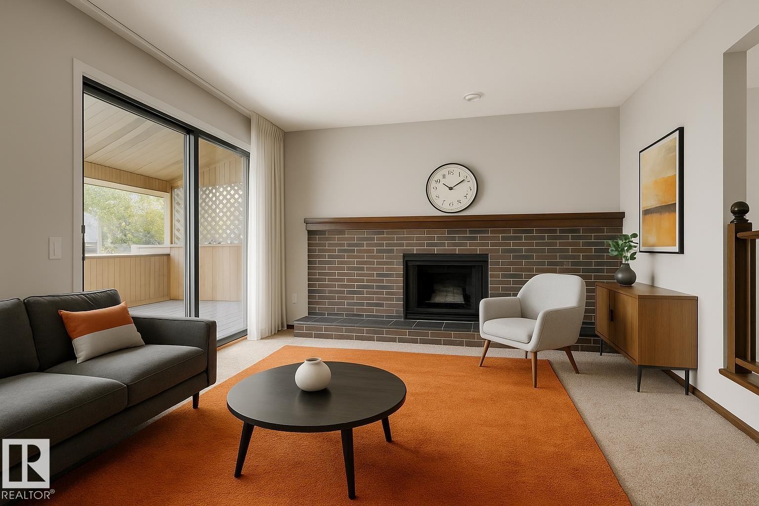 11105 20 Avenue, Edmonton, AB - Indoor Photo Showing Living Room With Fireplace