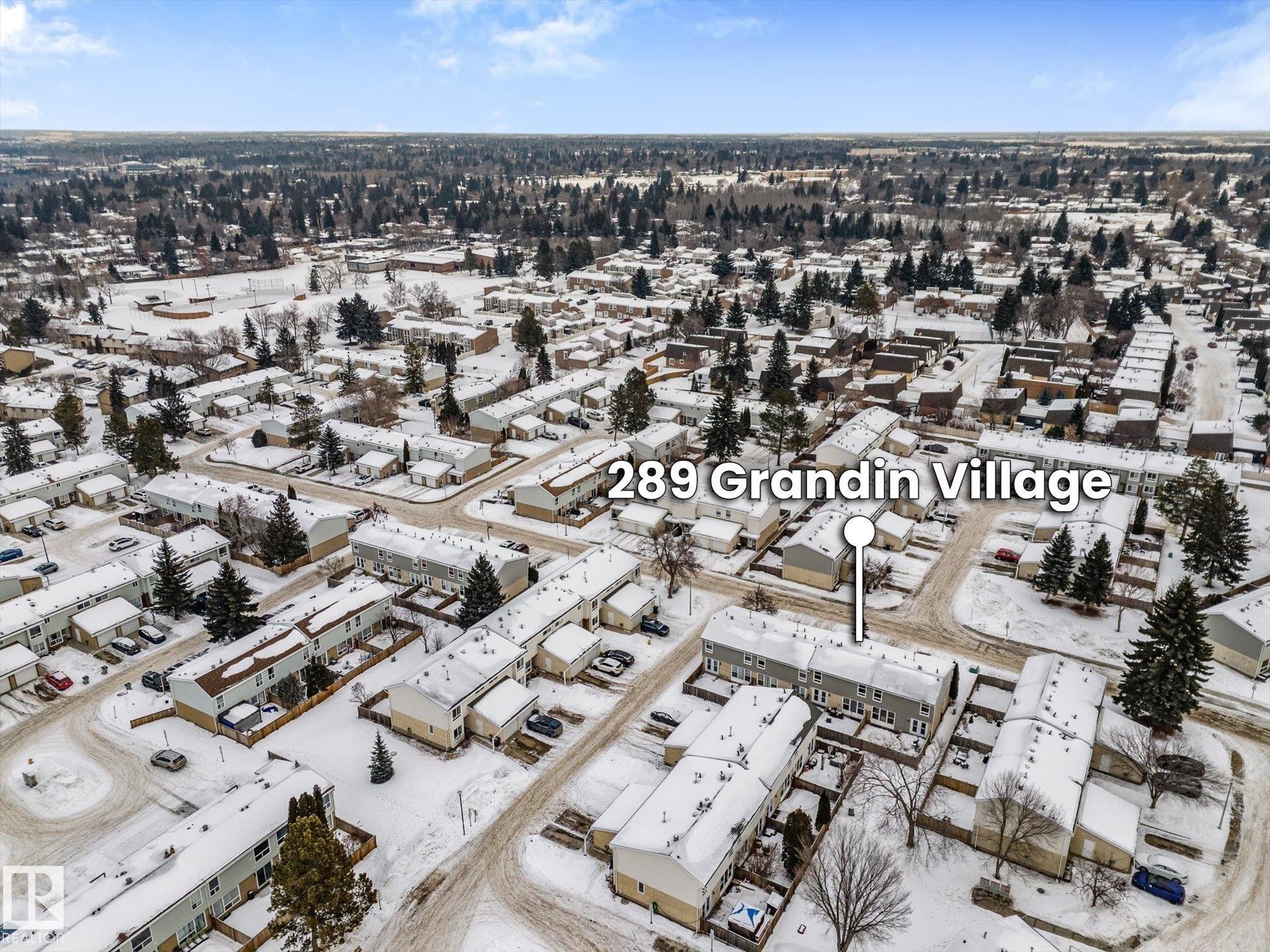 View of snowy aerial view - 289 Grandin Village, St. Albert, AB - Outdoor With View