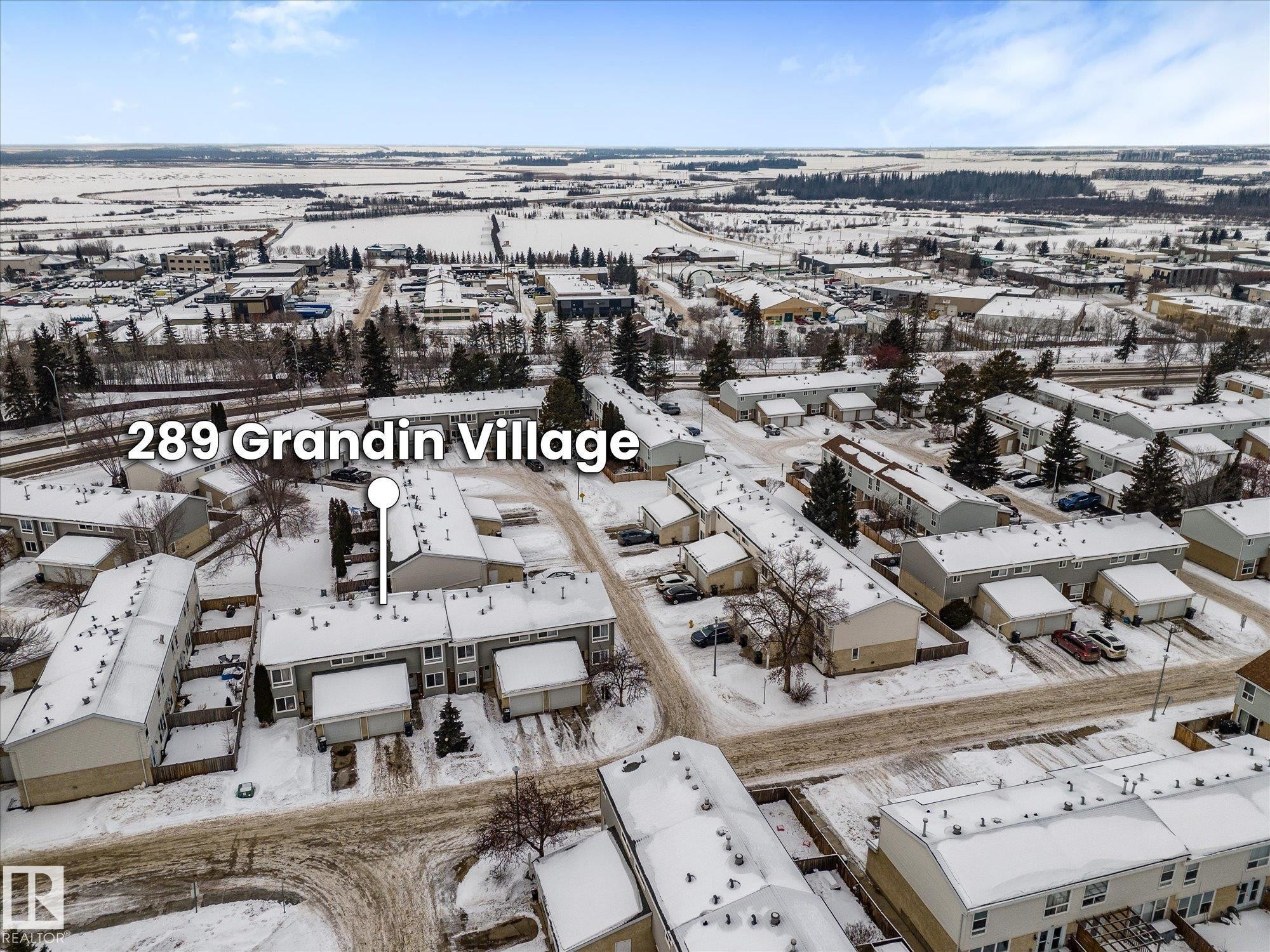 View of snowy aerial view - 289 Grandin Village, St. Albert, AB - Outdoor With View