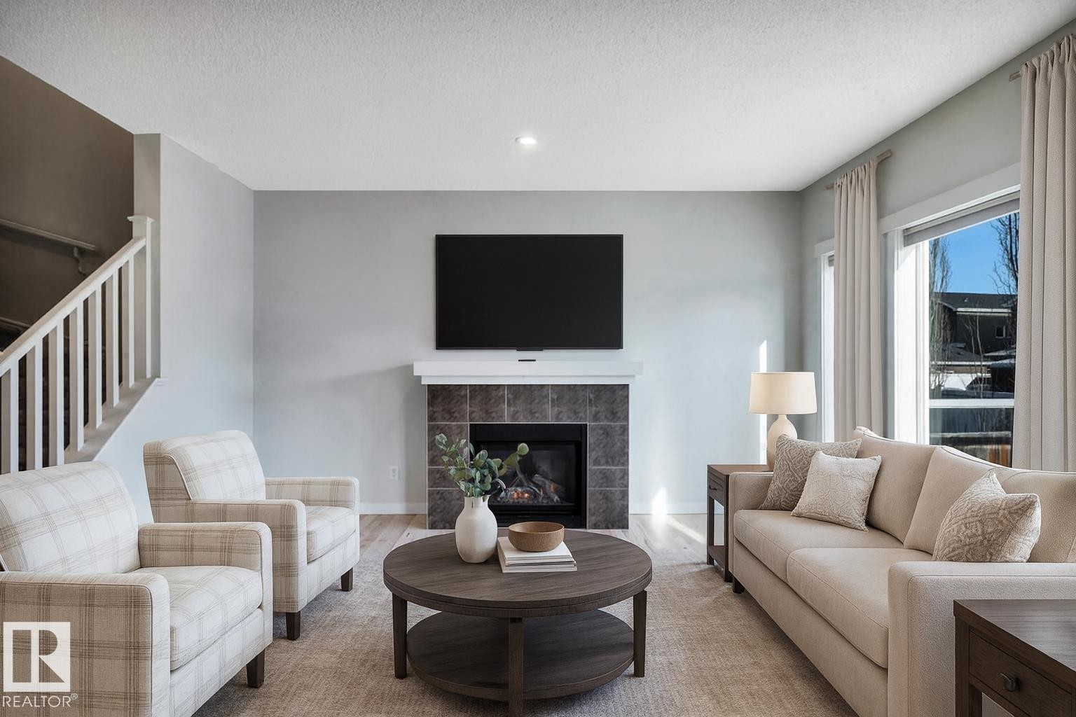 237 Sheppard Circle, Leduc, AB - Indoor Photo Showing Living Room With Fireplace