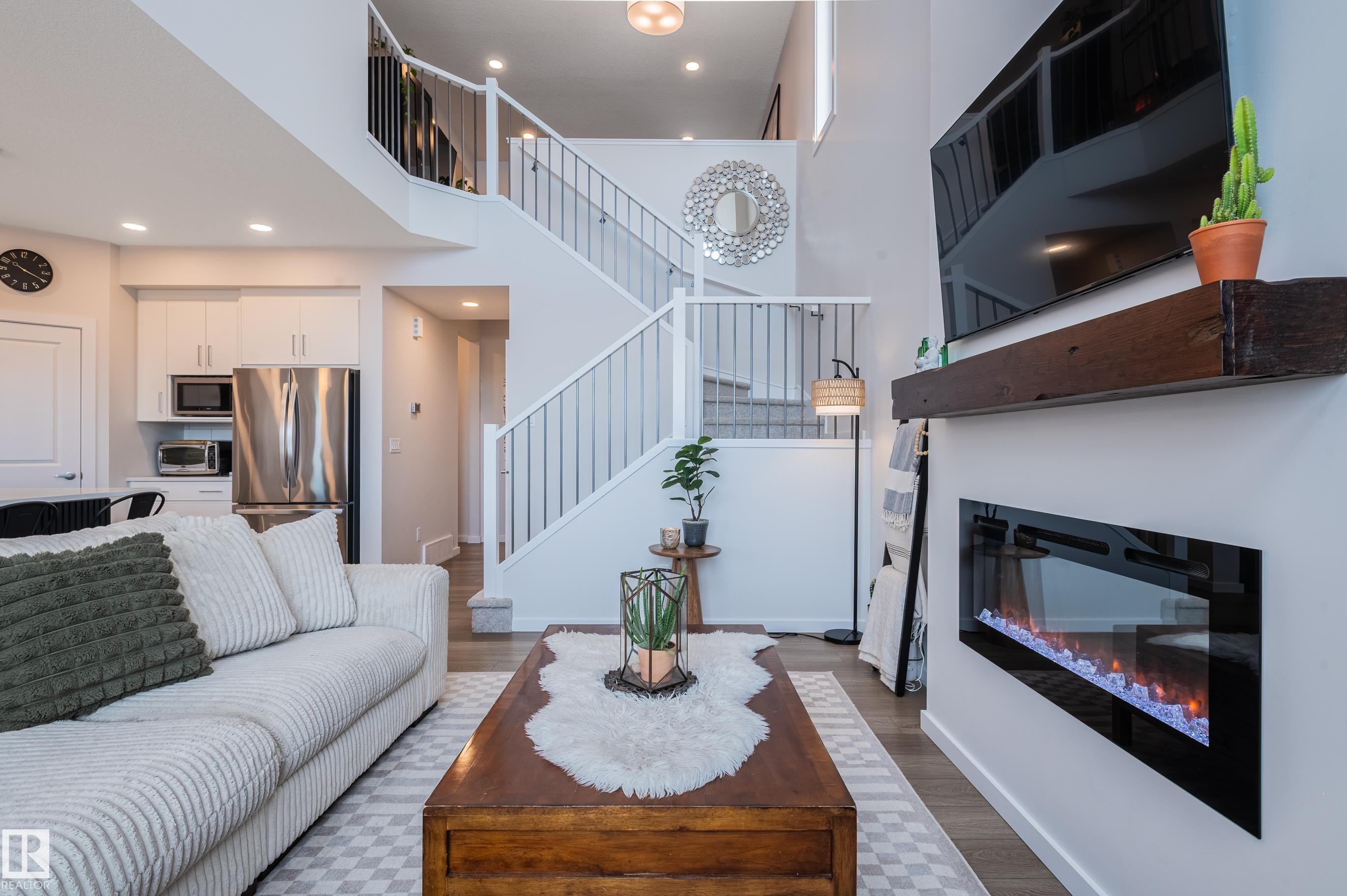 37 Rhea Crescent, St. Albert, AB - Indoor Photo Showing Living Room With Fireplace