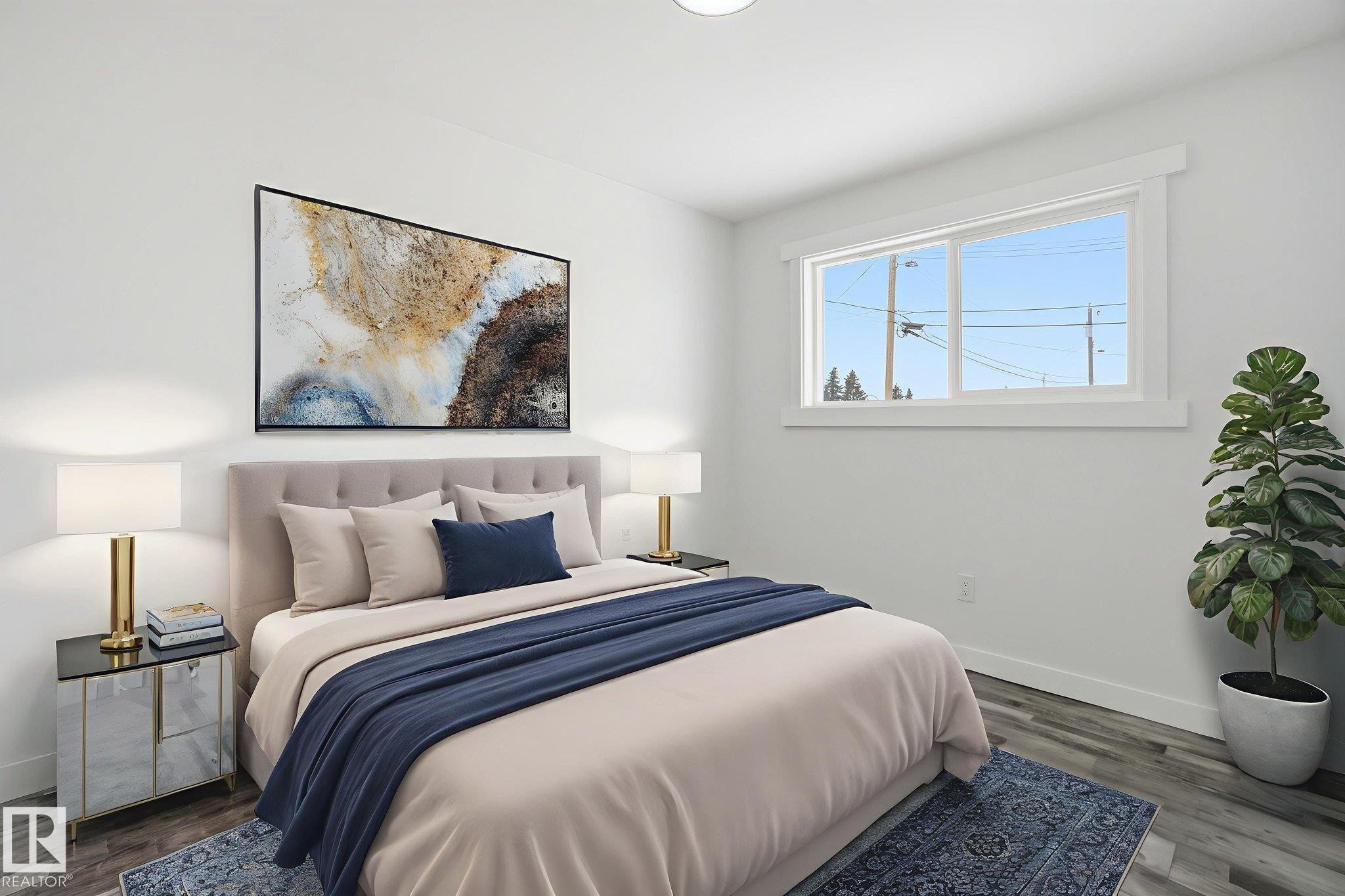 Bedroom featuring wood finished floors - 7112 132 Avenue, Edmonton, AB - Indoor Photo Showing Bedroom