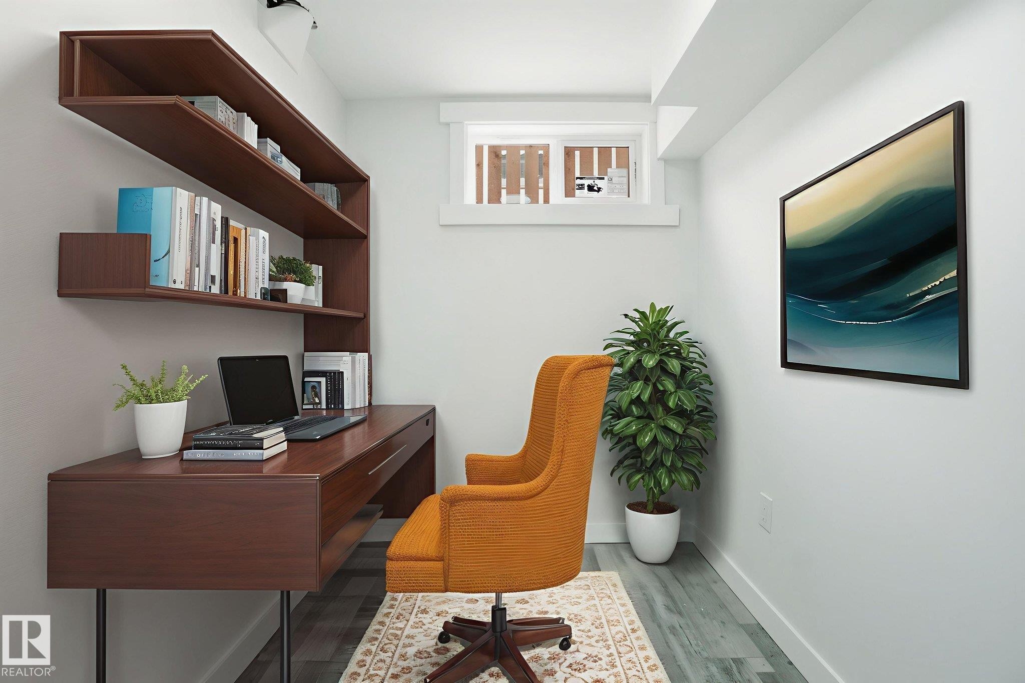Office featuring baseboards and wood finished floors - 7112 132 Avenue, Edmonton, AB - Indoor Photo Showing Other Room
