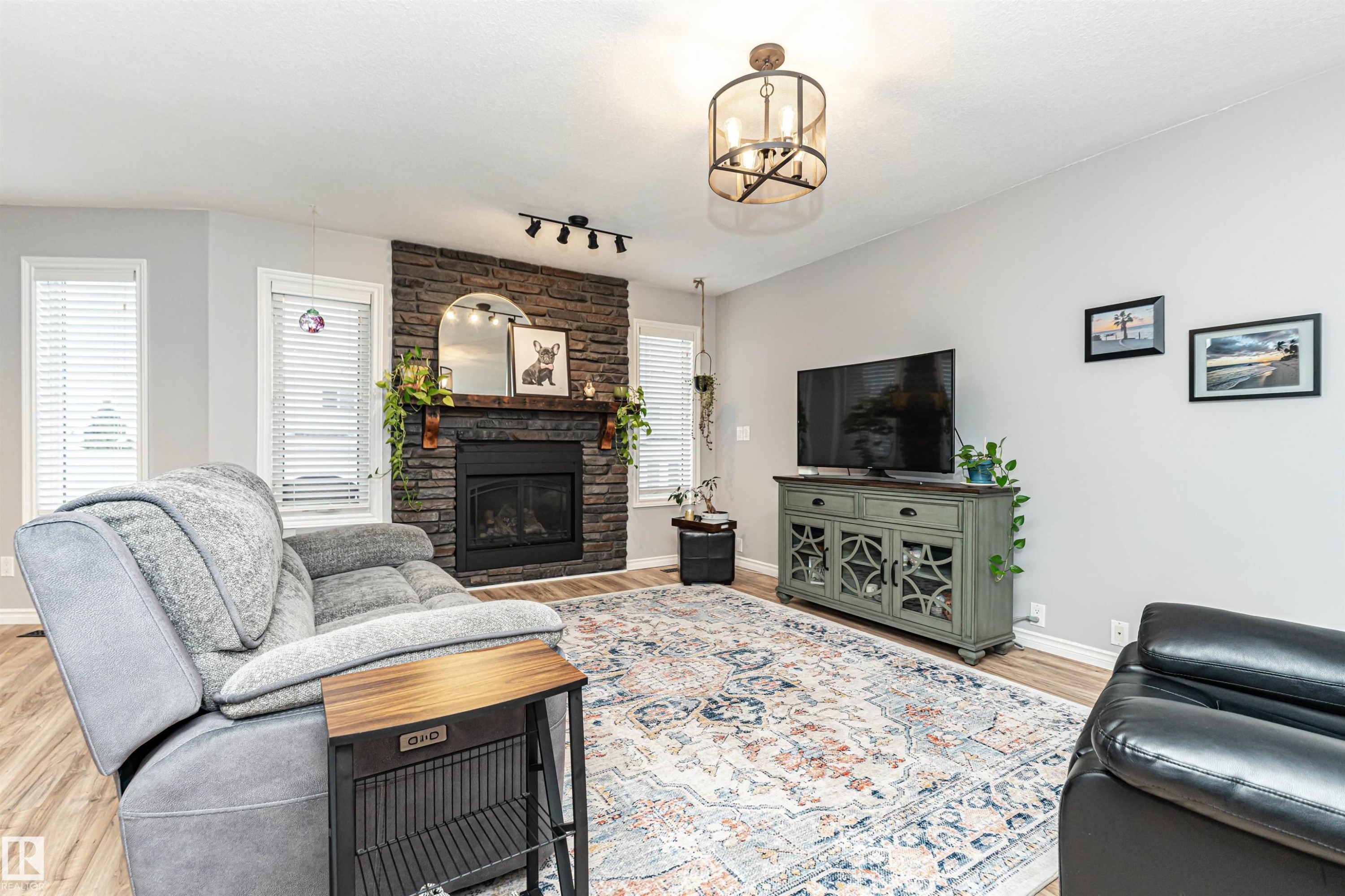 5755 161 Avenue, Edmonton, AB - Indoor Photo Showing Living Room With Fireplace