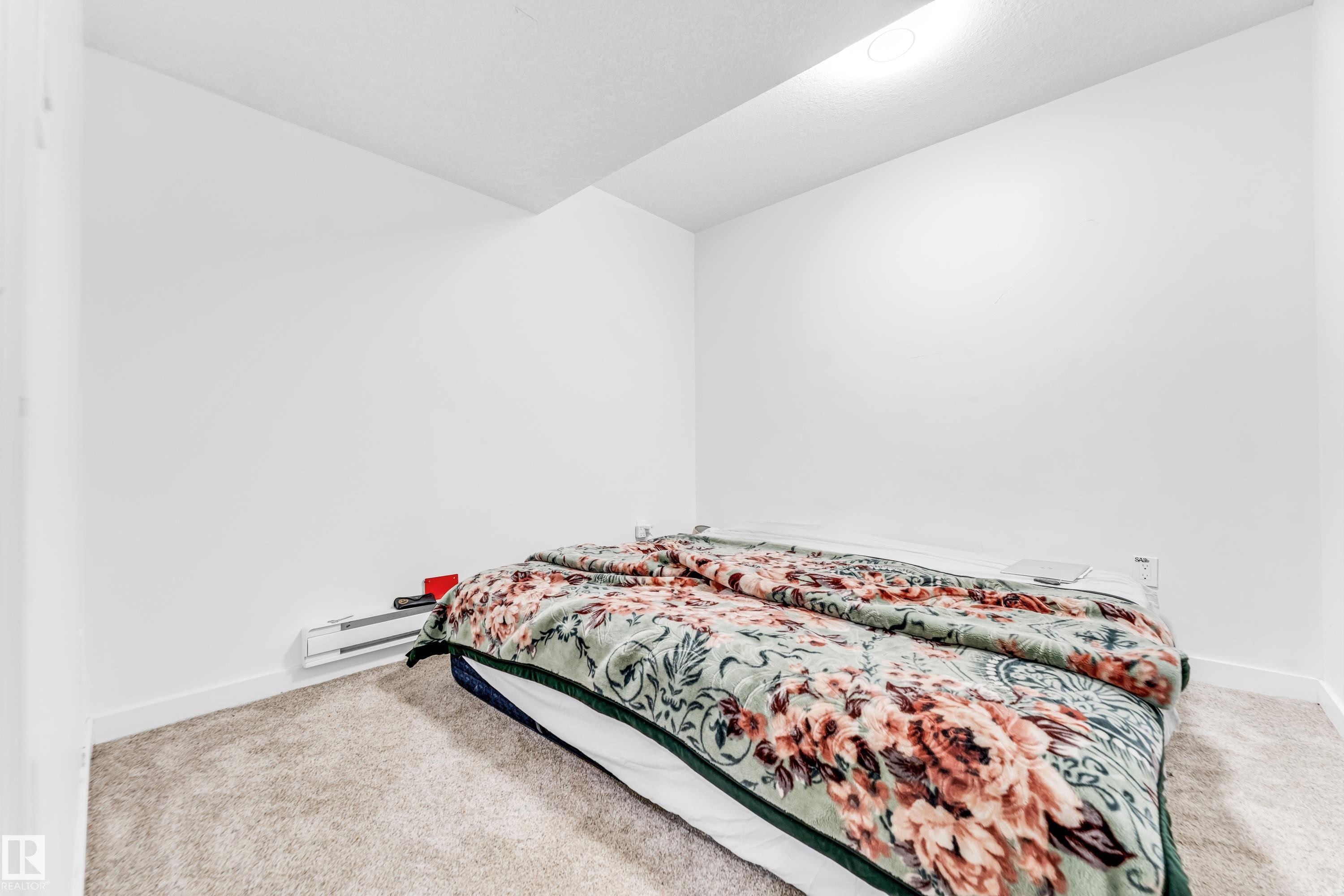 Bedroom with carpet and a baseboard radiator - 2095 Maple Road, Edmonton, AB - Indoor Photo Showing Bedroom