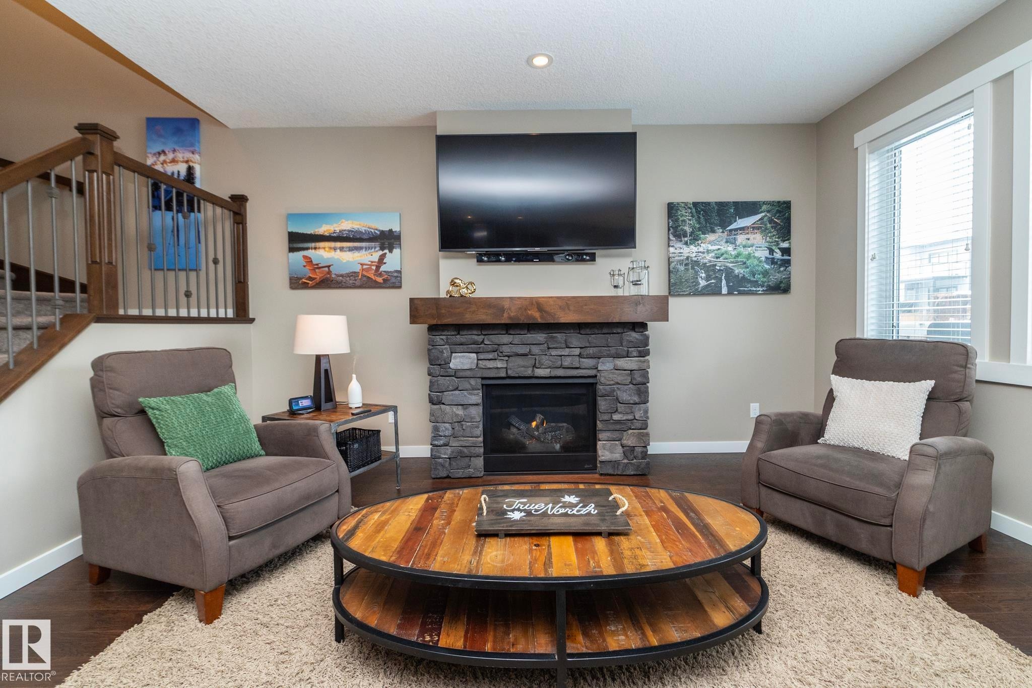 13020 207 Street, Edmonton, AB - Indoor Photo Showing Living Room With Fireplace