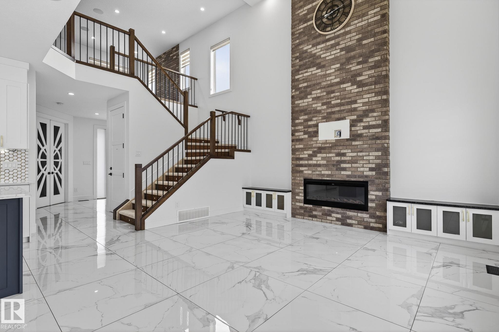 228 36 St Sw, Edmonton, AB - Indoor Photo Showing Other Room With Fireplace