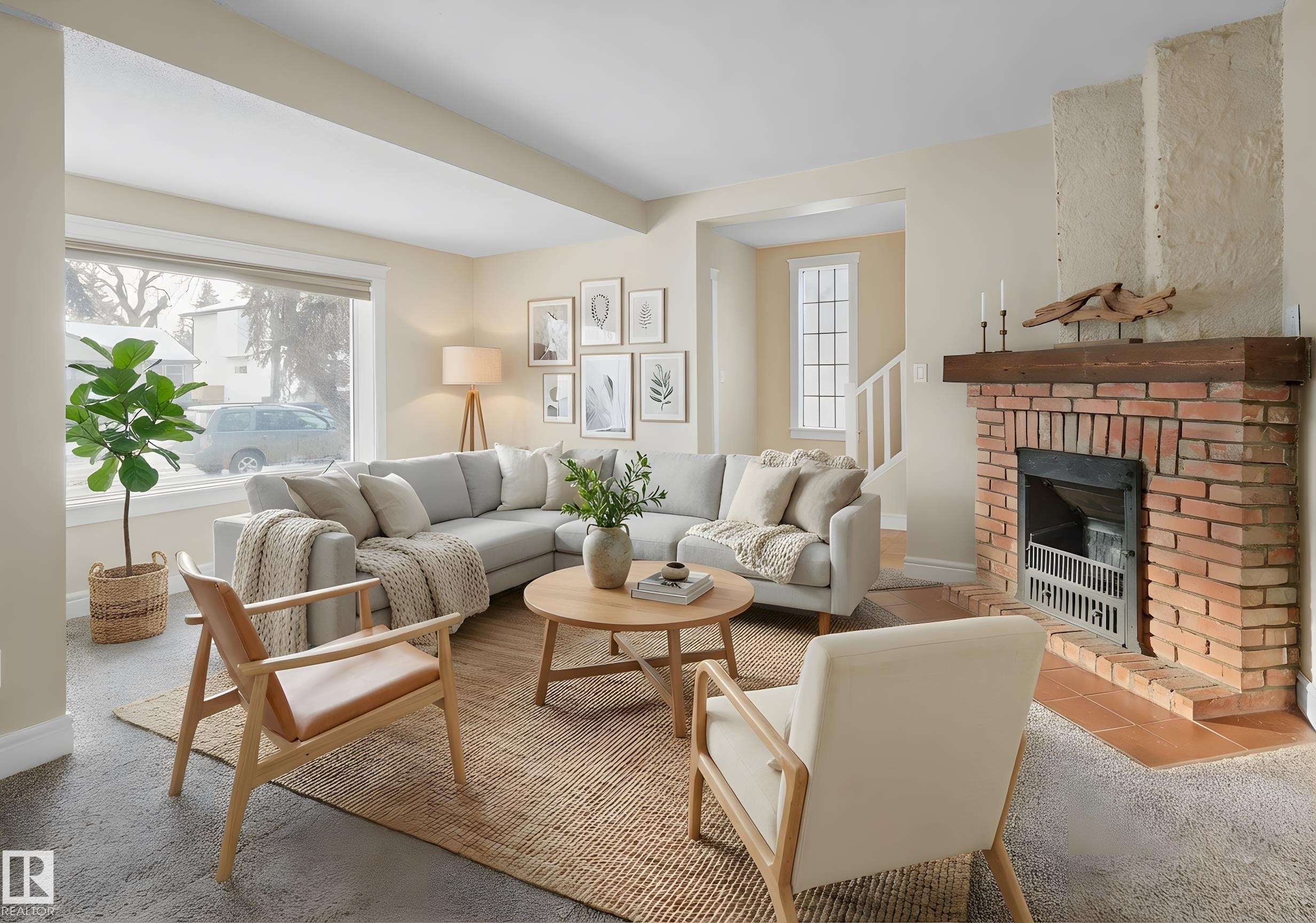 11212 75 Avenue, Edmonton, AB - Indoor Photo Showing Living Room With Fireplace