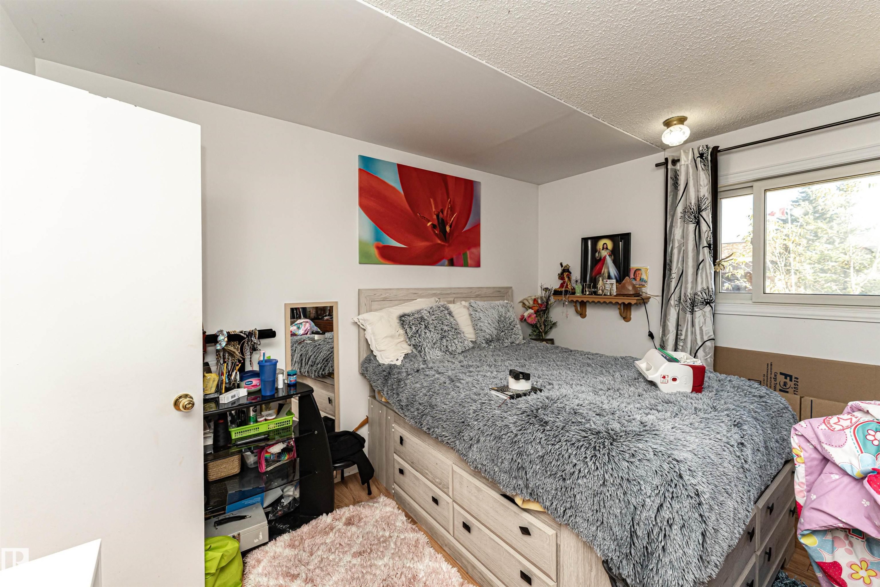 Bedroom with a textured ceiling - 2349 Millbourne Road W, Edmonton, AB - Indoor Photo Showing Bedroom