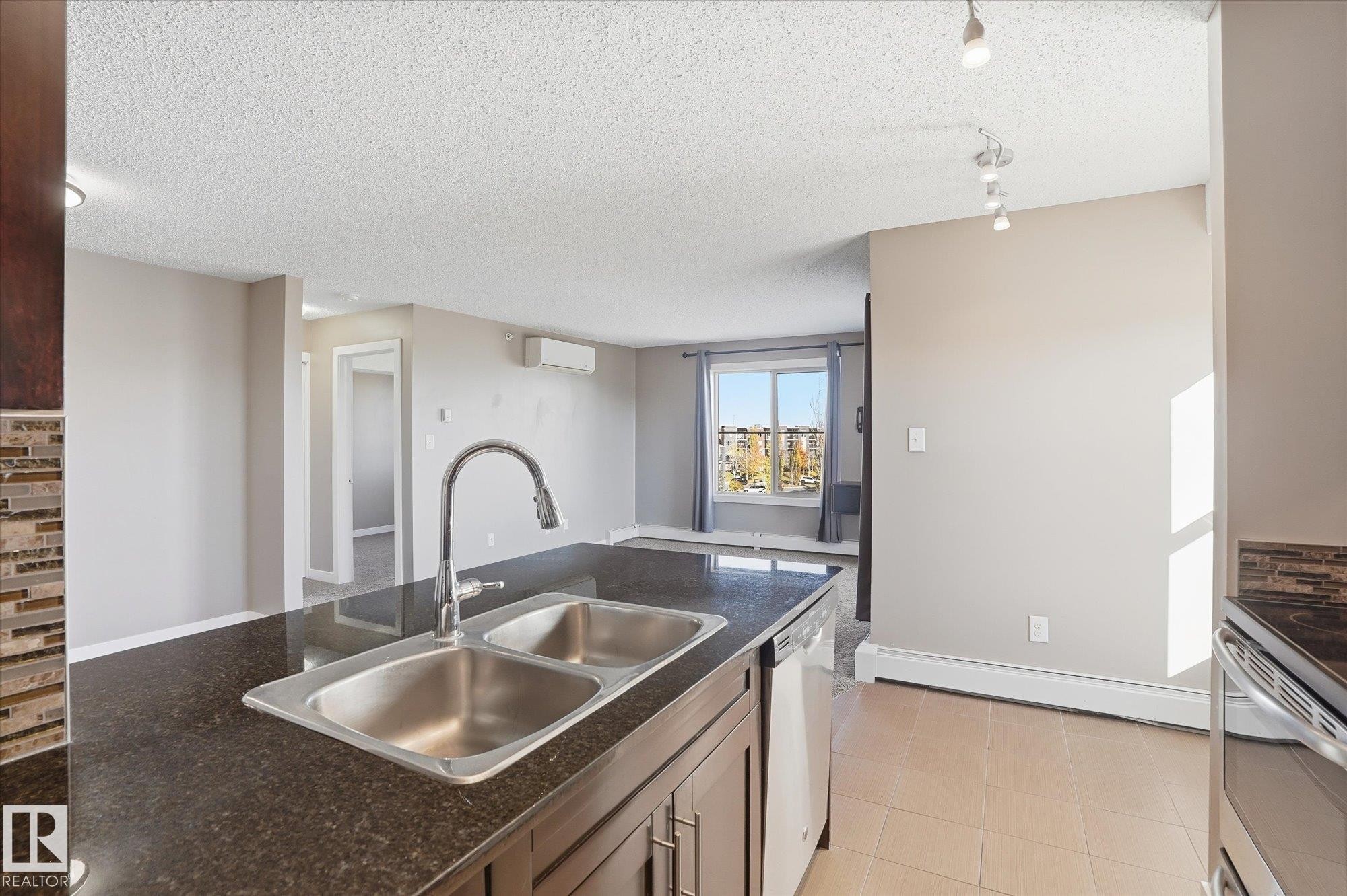 402 11803 22 Avenue, Edmonton, AB - Indoor Photo Showing Kitchen With Double Sink