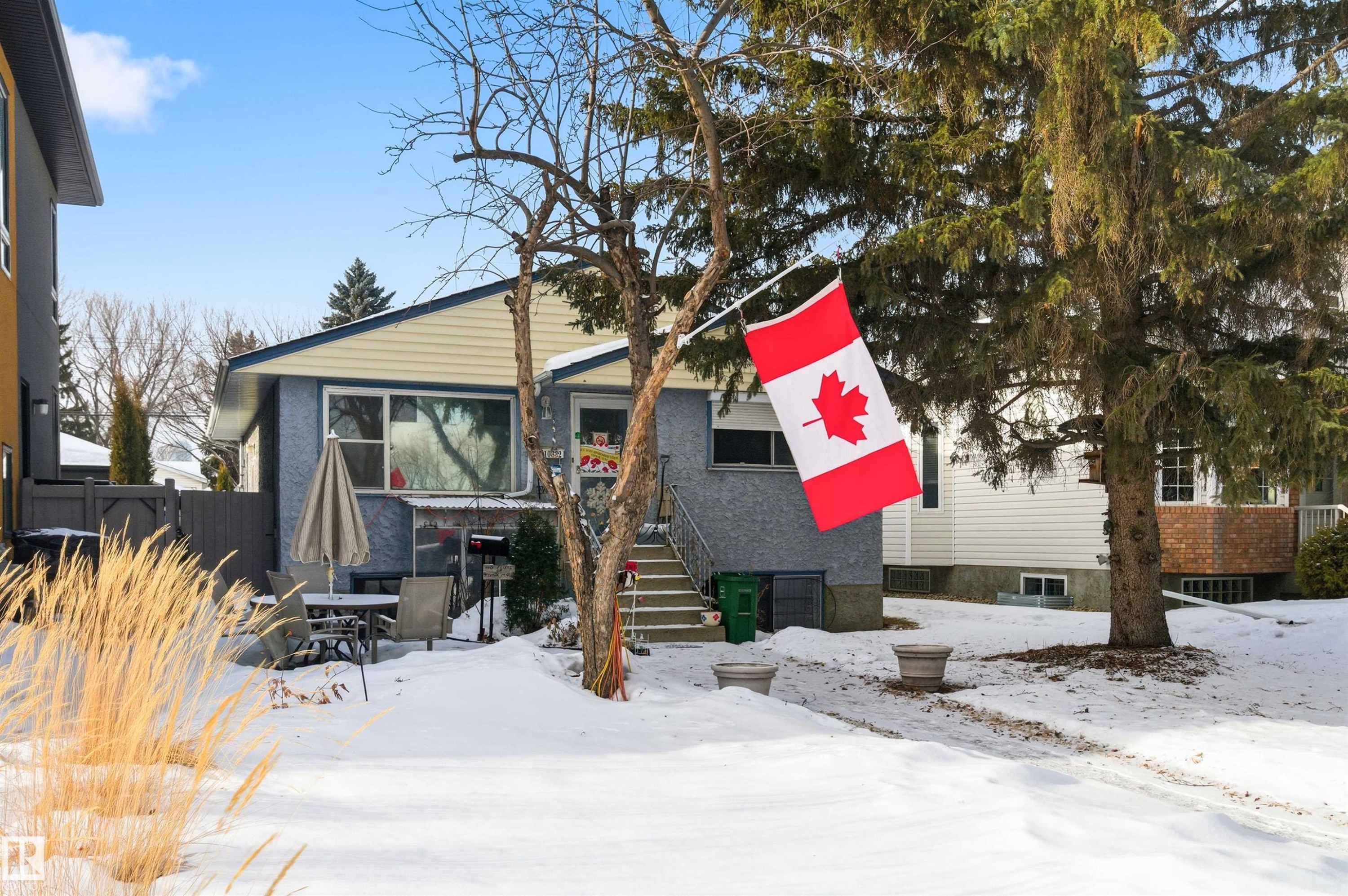 View of front facade with a patio area - 10332 82 Street, Edmonton, AB - Outdoor