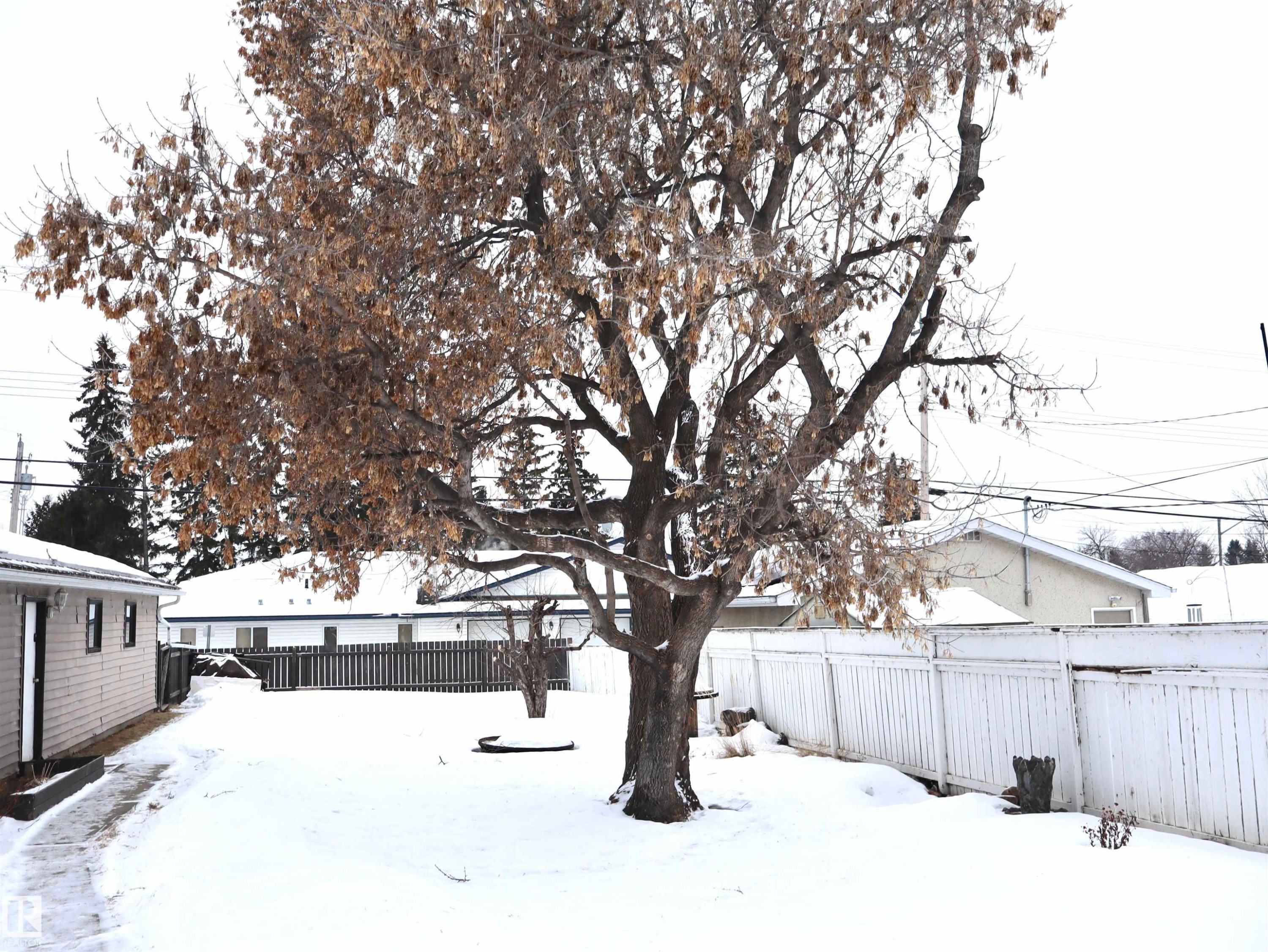 View of fenced backyard - 4511 53 Ave, Barrhead, AB - Outdoor