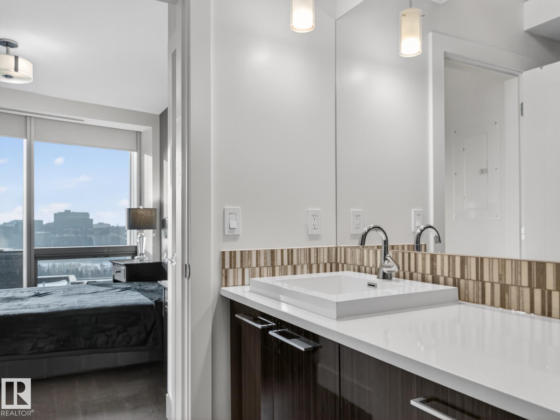 Ensuite bathroom featuring vanity - #902 11969 Jasper Av Nw, Edmonton, AB - Indoor Photo Showing Bathroom