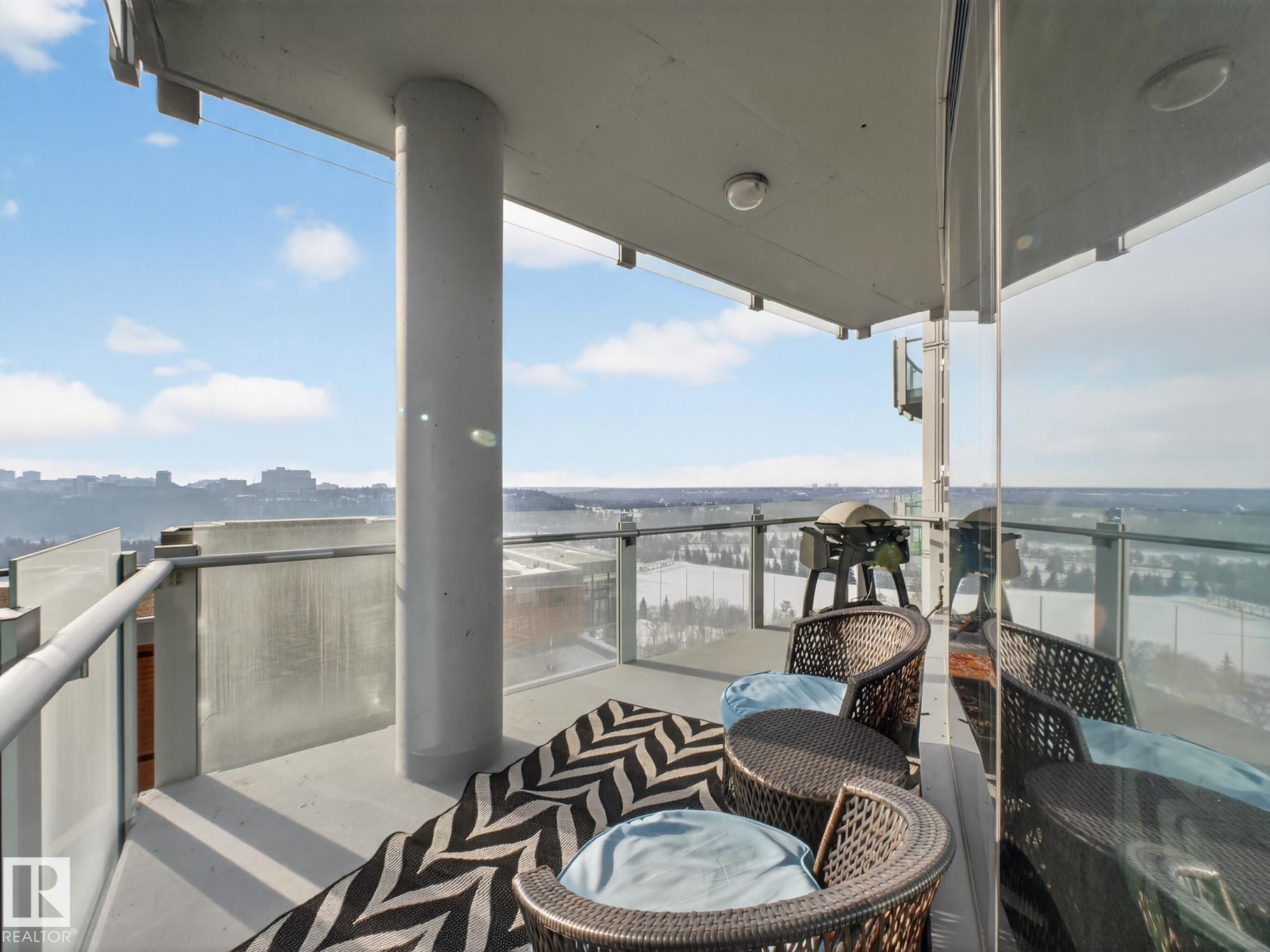 Balcony featuring a grill - #902 11969 Jasper Av Nw, Edmonton, AB - Outdoor With View With Exterior