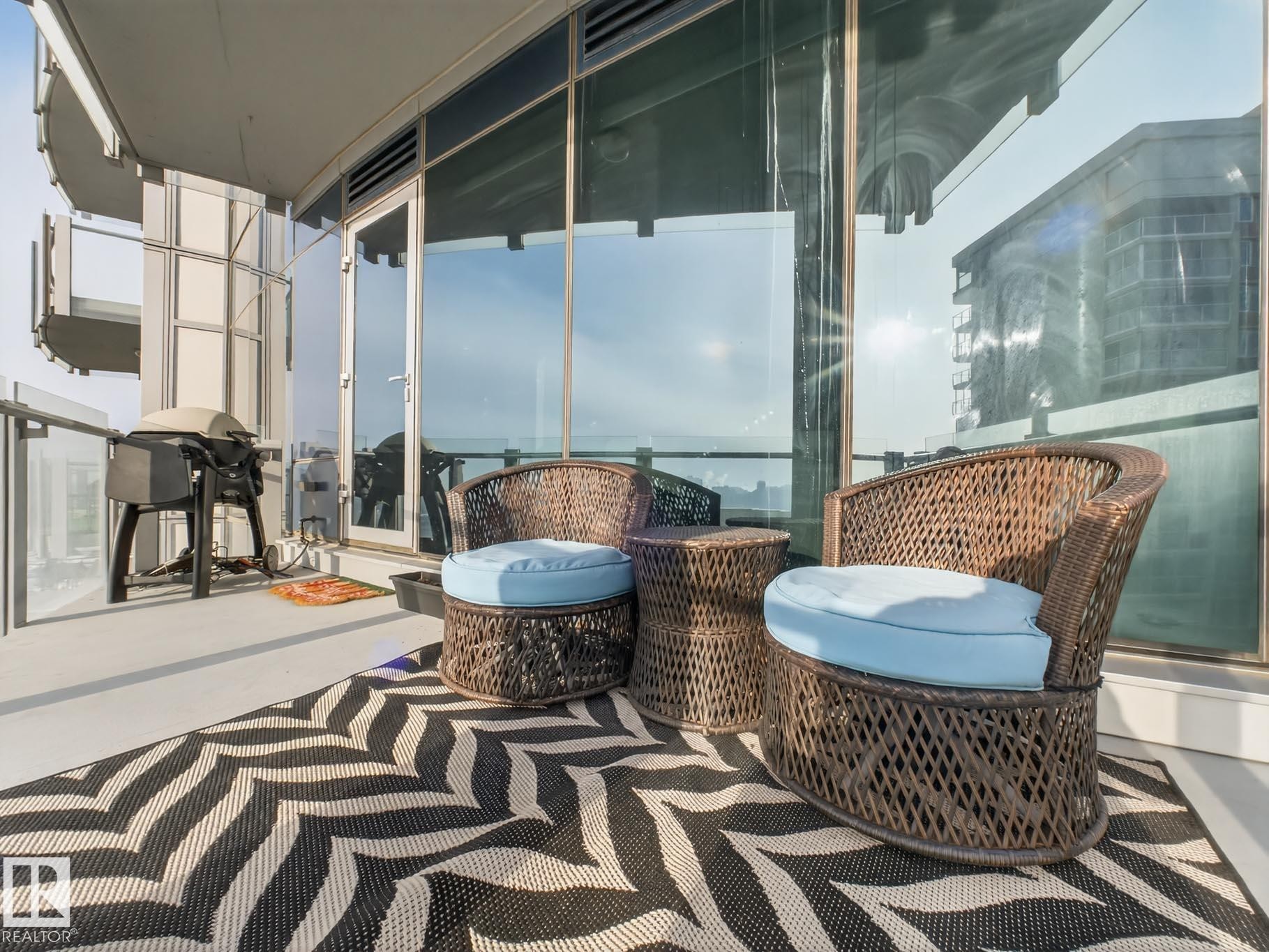 Balcony with grilling area - #902 11969 Jasper Av Nw, Edmonton, AB - Outdoor With Deck Patio Veranda With Exterior