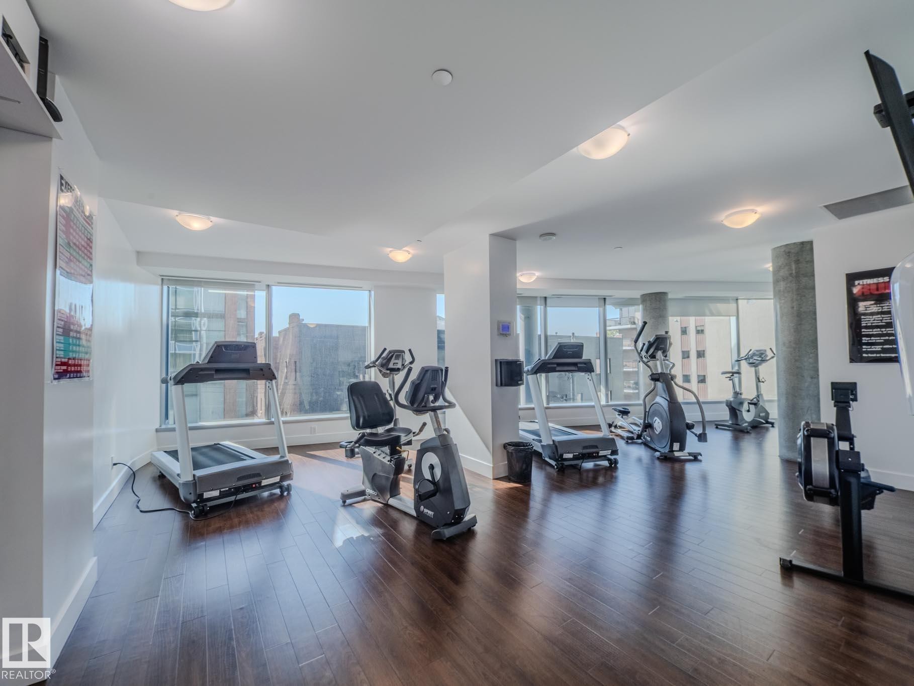 View of exercise room - #902 11969 Jasper Av Nw, Edmonton, AB - Indoor Photo Showing Gym Room