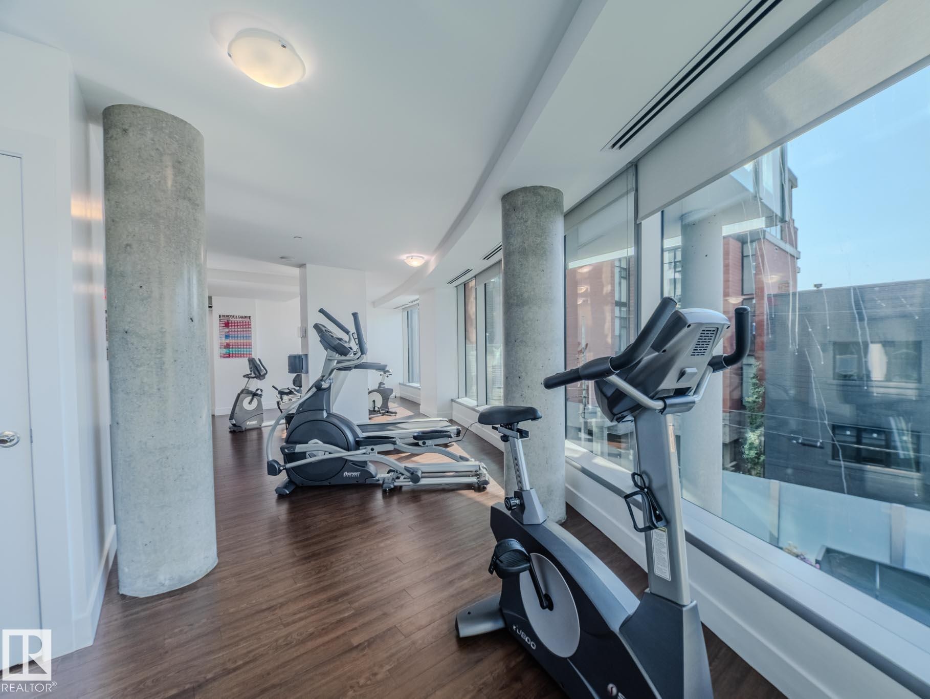 View of workout area - #902 11969 Jasper Av Nw, Edmonton, AB - Indoor Photo Showing Gym Room