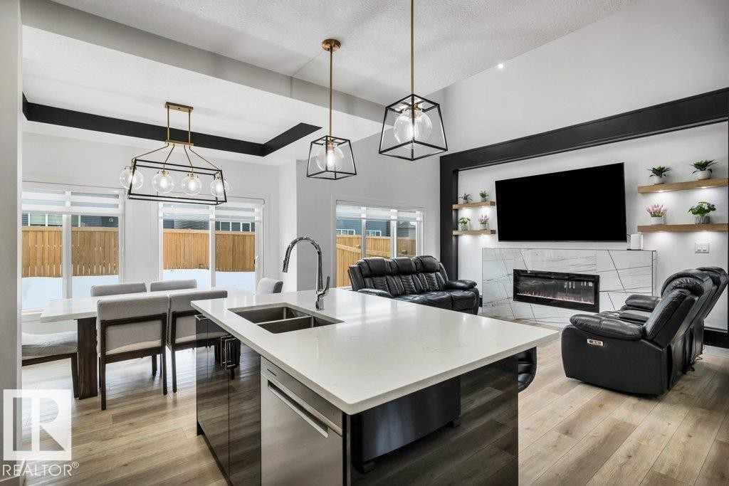 5320 Kimball Place, Edmonton, AB - Indoor Photo Showing Other Room With Fireplace