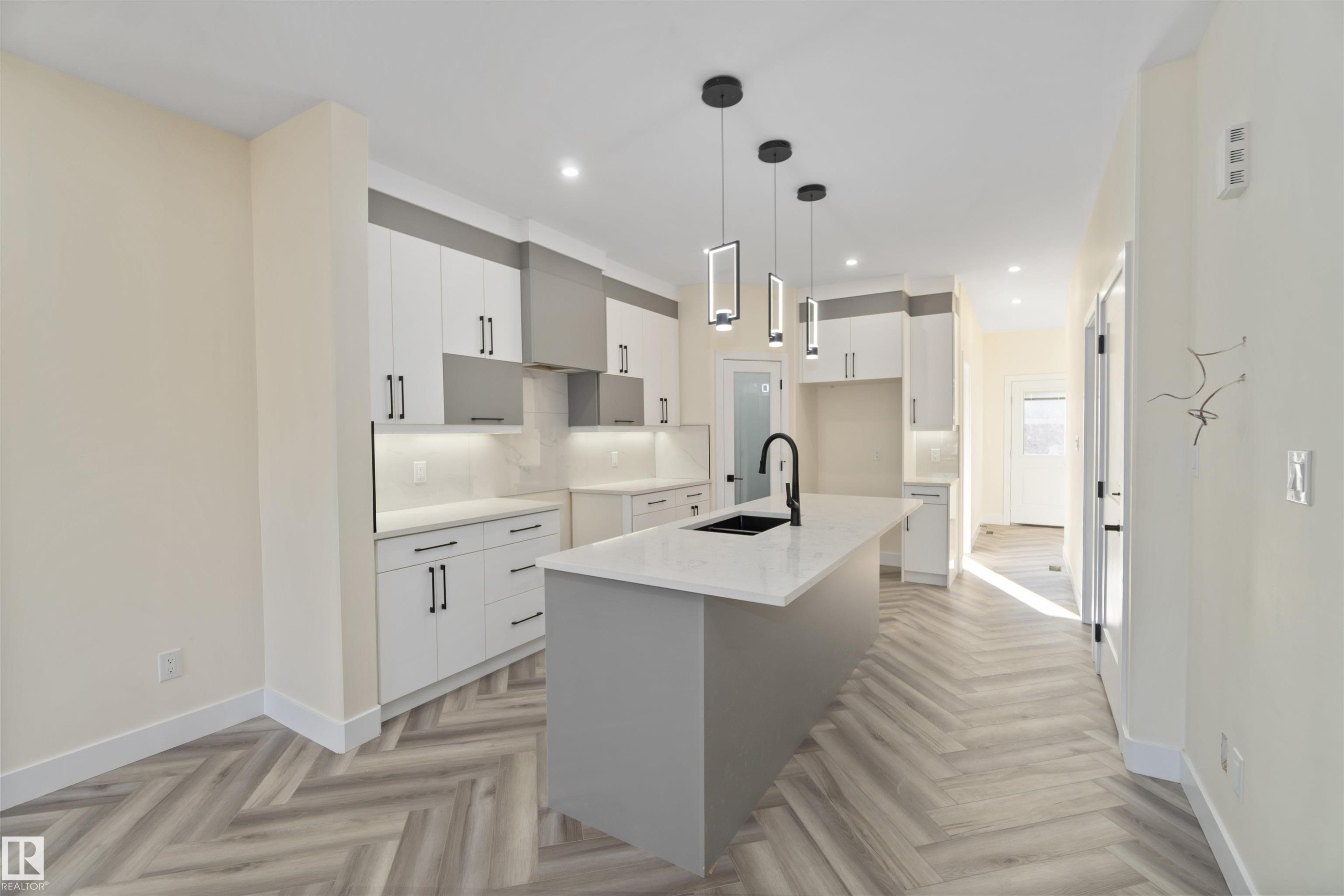 Soft close cabinets come standard! - 8319 81Ave, Edmonton, AB - Indoor Photo Showing Kitchen With Upgraded Kitchen