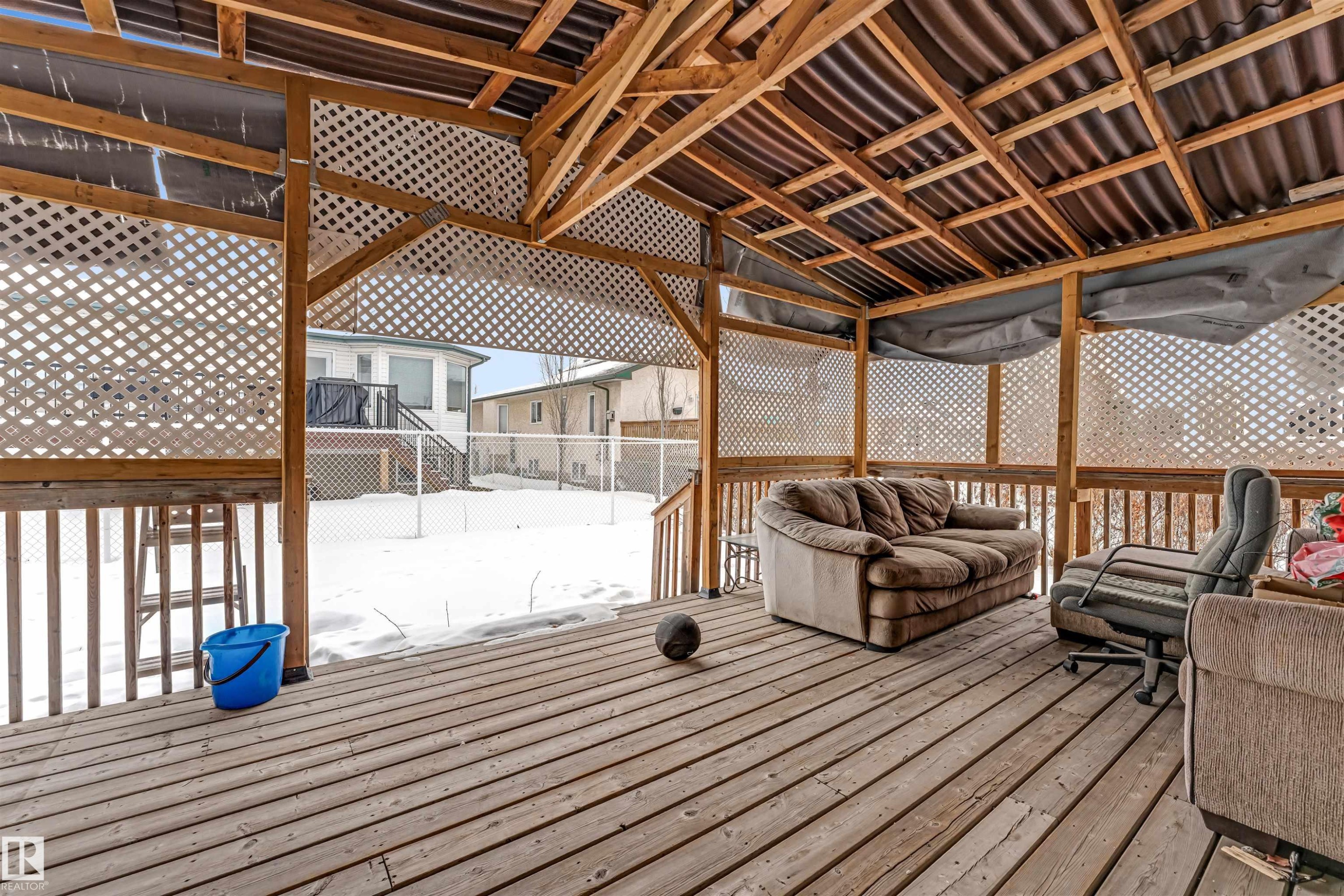 View of wooden deck - 6741 162A Avenue, Edmonton, AB - Outdoor With Deck Patio Veranda With Exterior