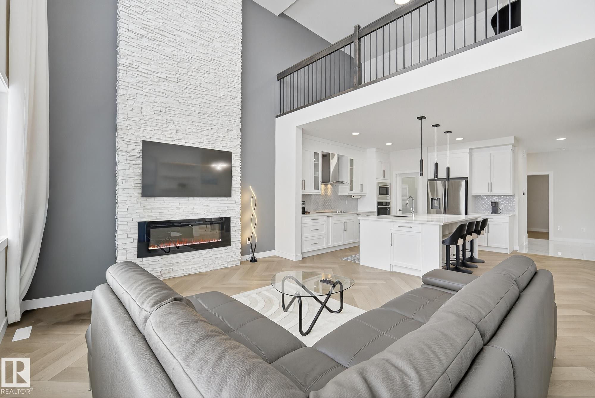 2017 Flycatcher Point(E), Edmonton, AB - Indoor Photo Showing Living Room With Fireplace