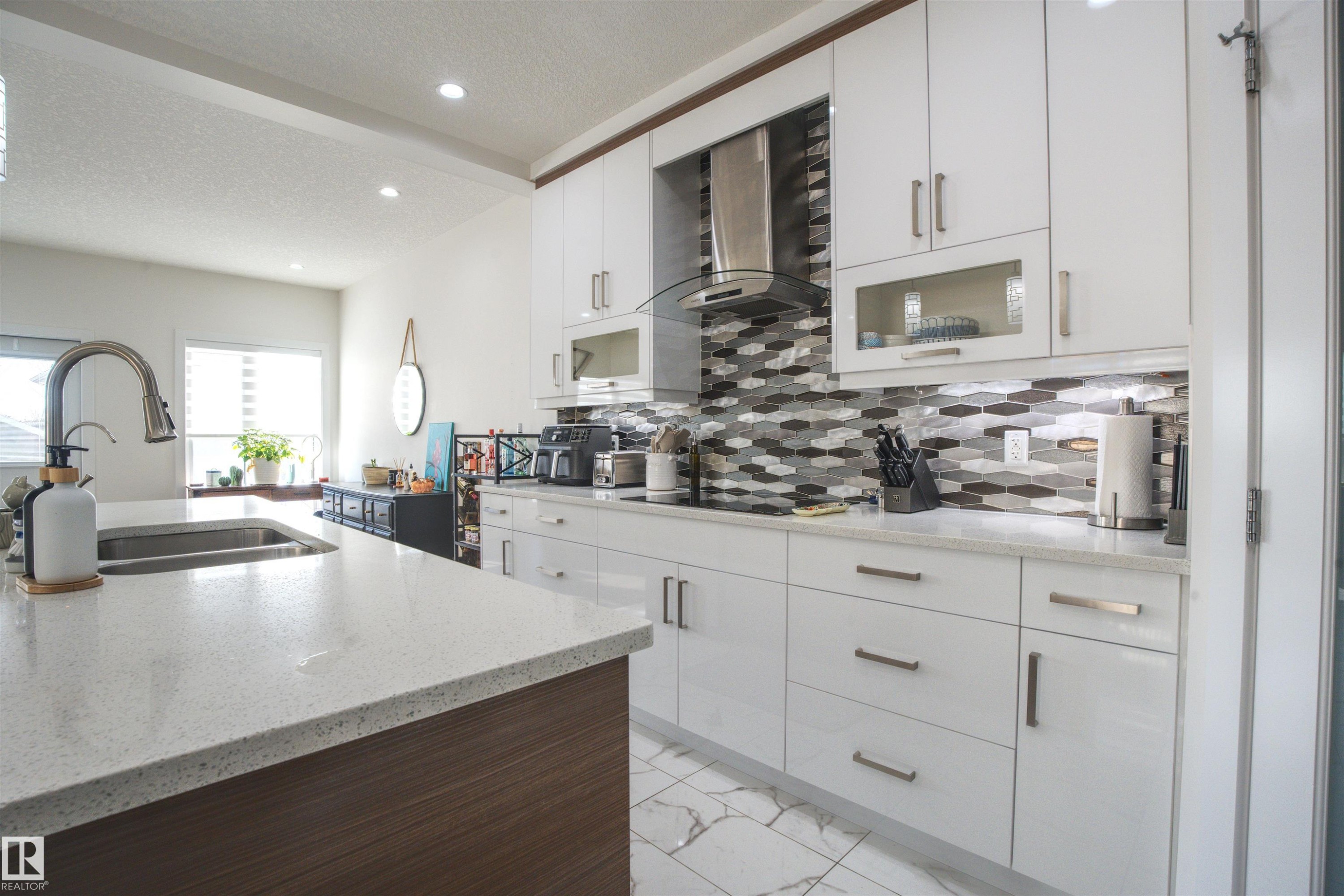 8904 217 Street, Edmonton, AB - Indoor Photo Showing Kitchen With Double Sink With Upgraded Kitchen
