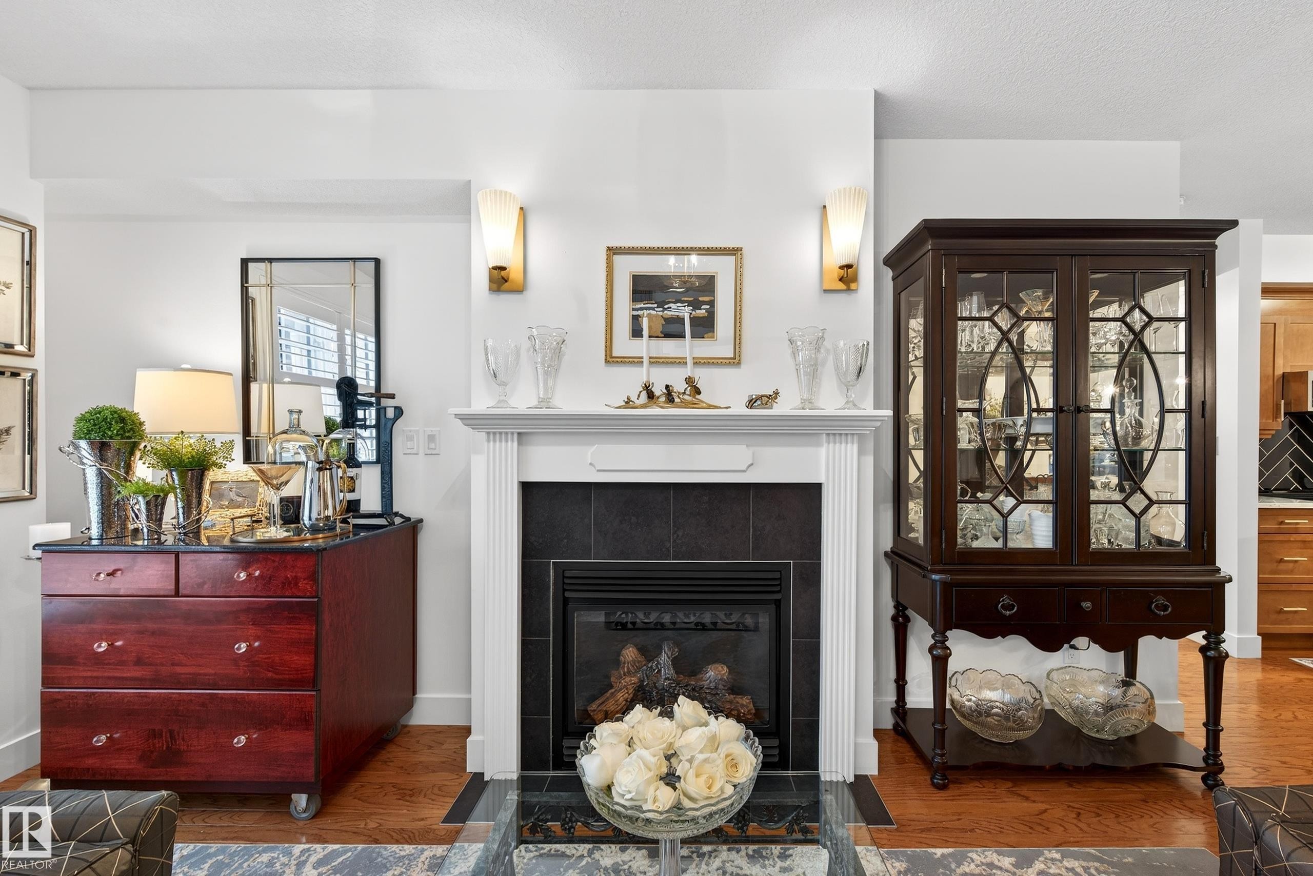 103 9811 96A Street, Edmonton, AB - Indoor Photo Showing Living Room With Fireplace