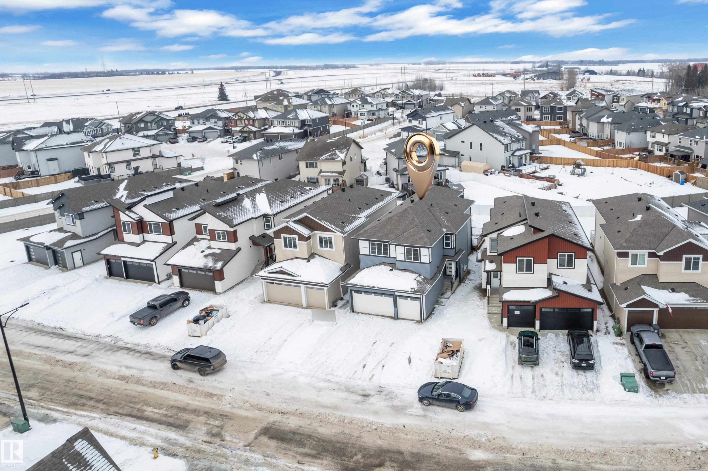 View of snowy aerial view - 733 Astoria Way, Devon, AB - Outdoor