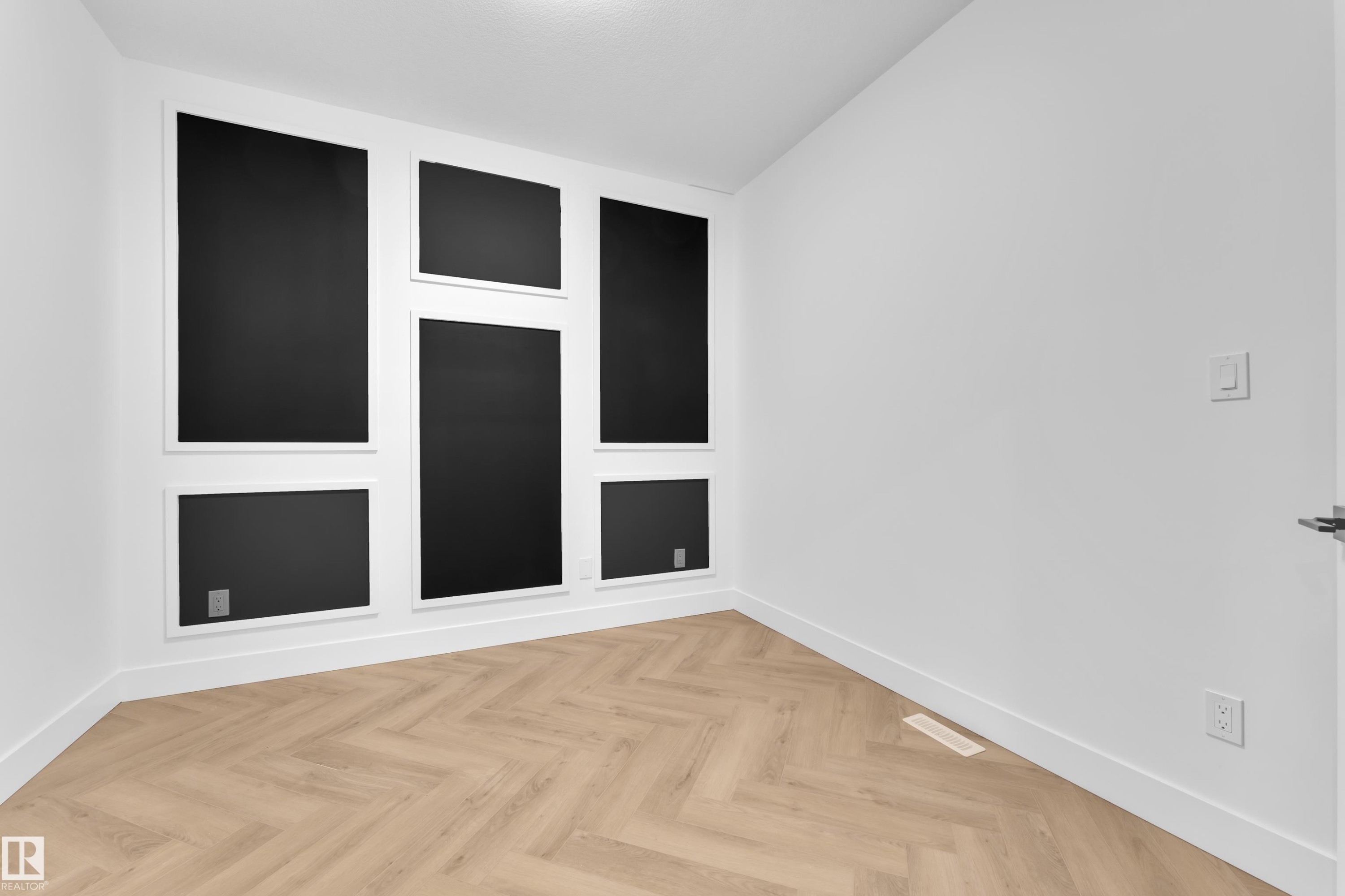 Unfurnished room with parquet flooring and baseboards - 737 Astoria Way, Devon, AB - Indoor Photo Showing Other Room