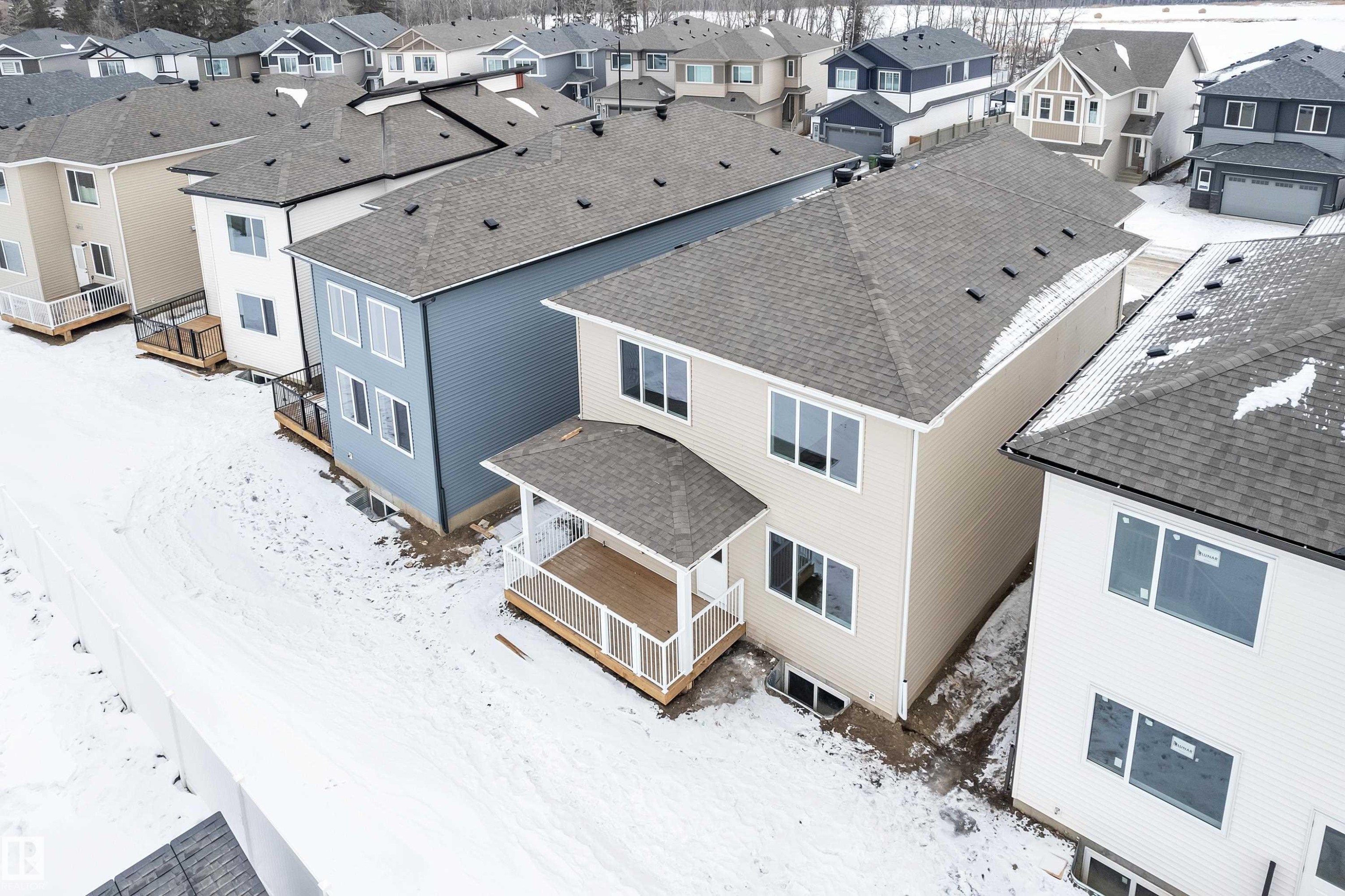 Snowy aerial view with a residential view - 737 Astoria Way, Devon, AB - Outdoor