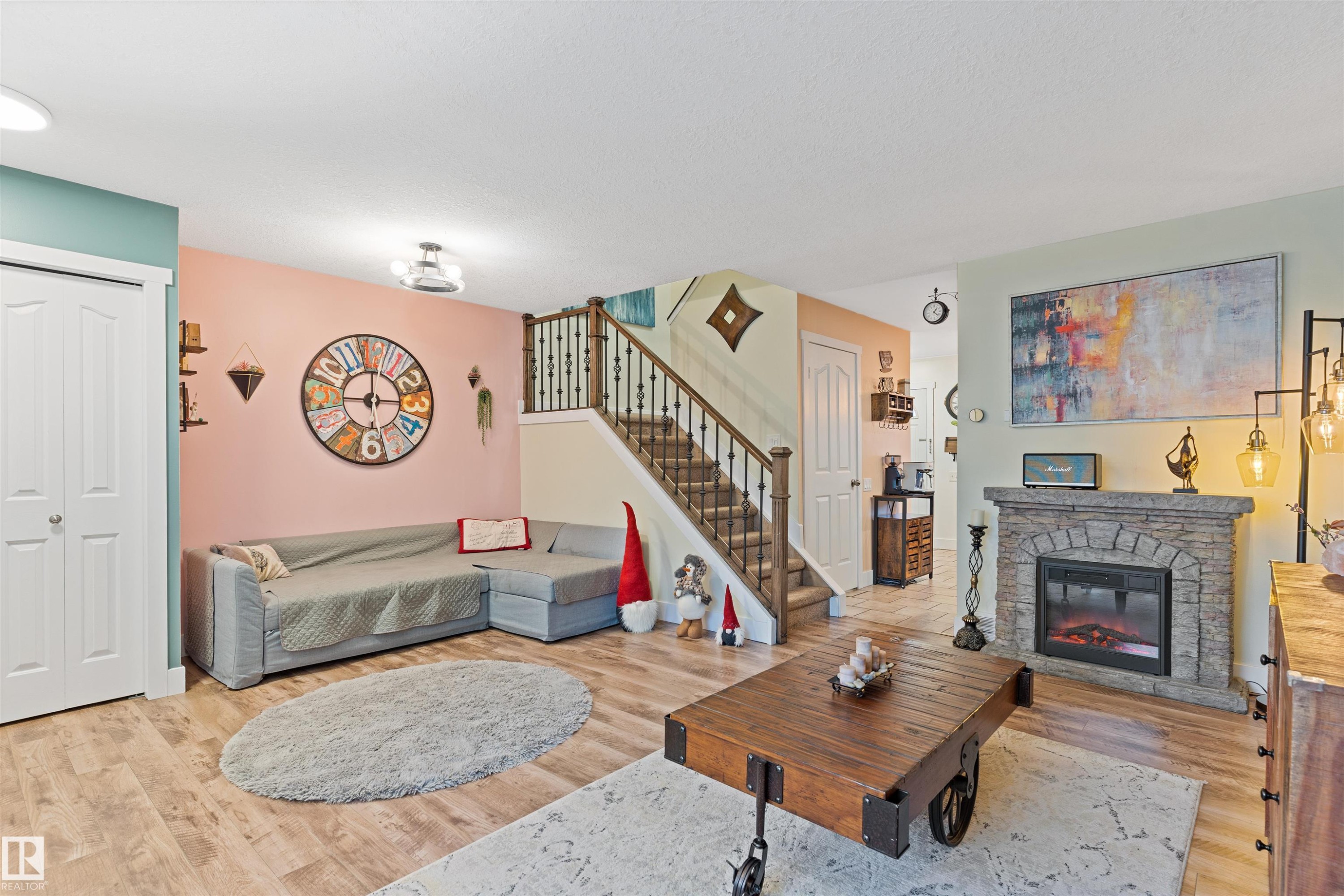 7923 178 Street, Edmonton, AB - Indoor Photo Showing Living Room With Fireplace