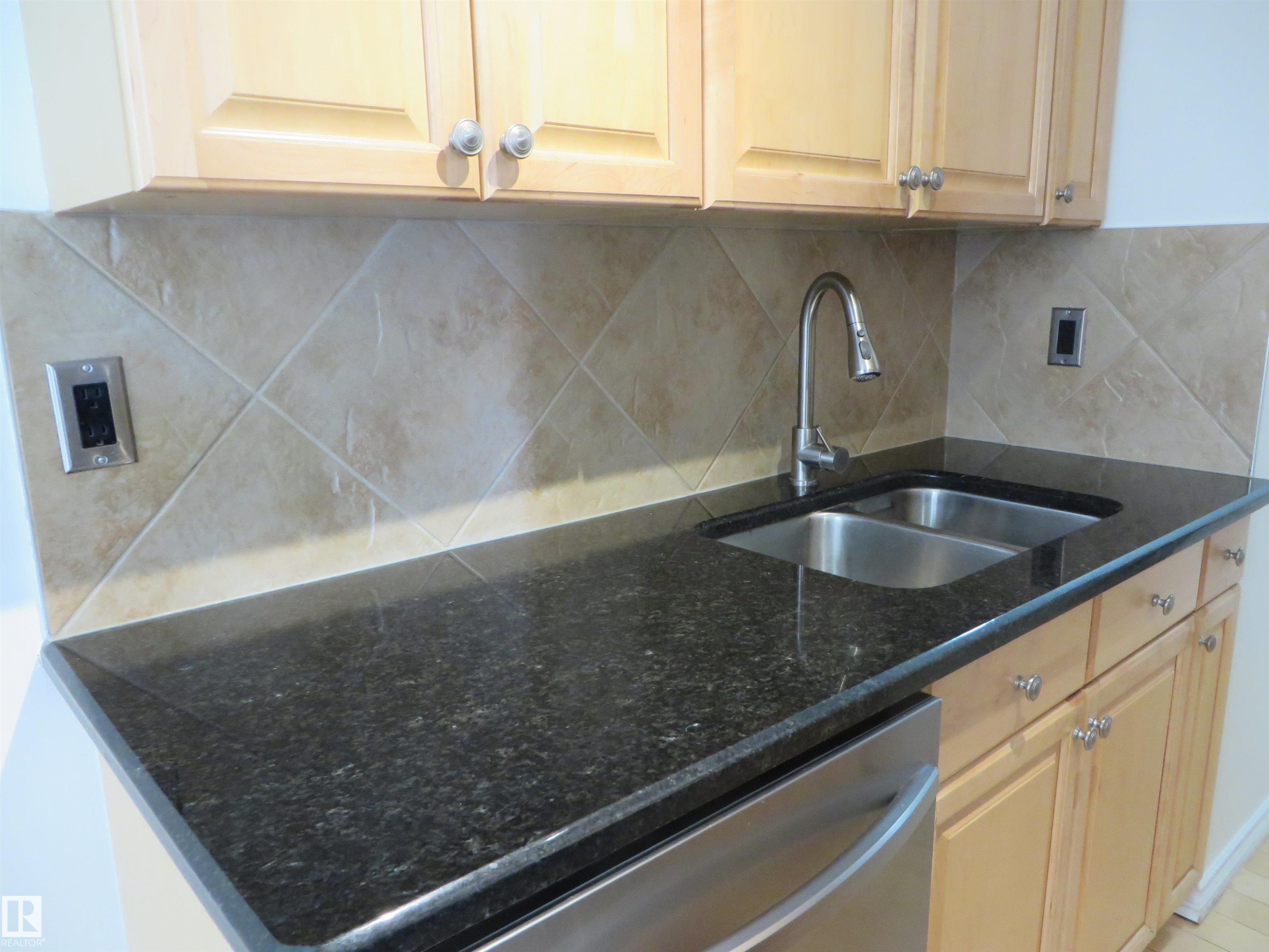 102 10547 83 Avenue, Edmonton, AB - Indoor Photo Showing Kitchen With Double Sink