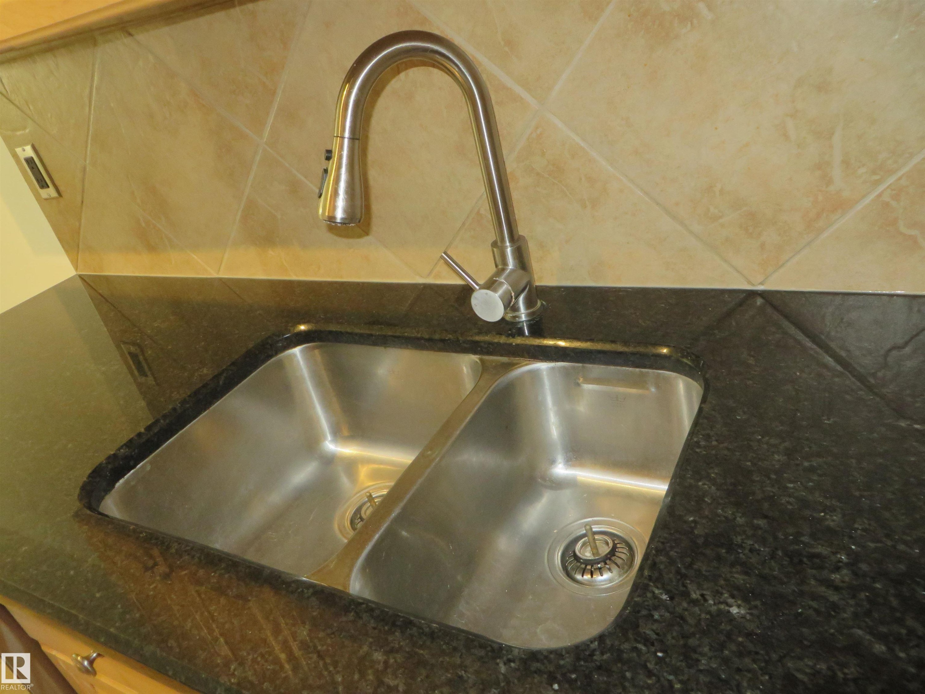 102 10547 83 Avenue, Edmonton, AB - Indoor Photo Showing Kitchen With Double Sink
