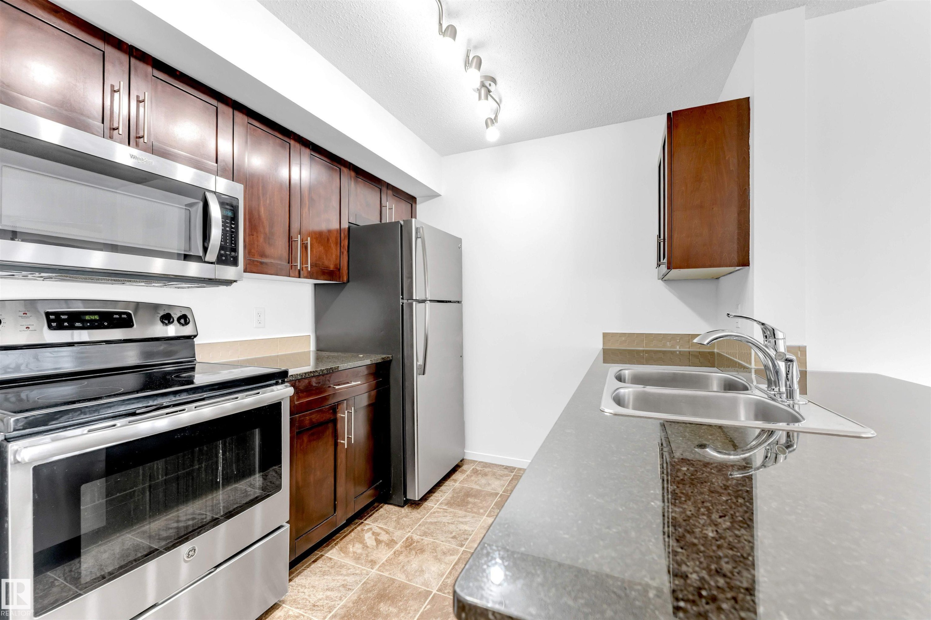 316 3211 James Mowatt Trail, Edmonton, AB - Indoor Photo Showing Kitchen With Double Sink
