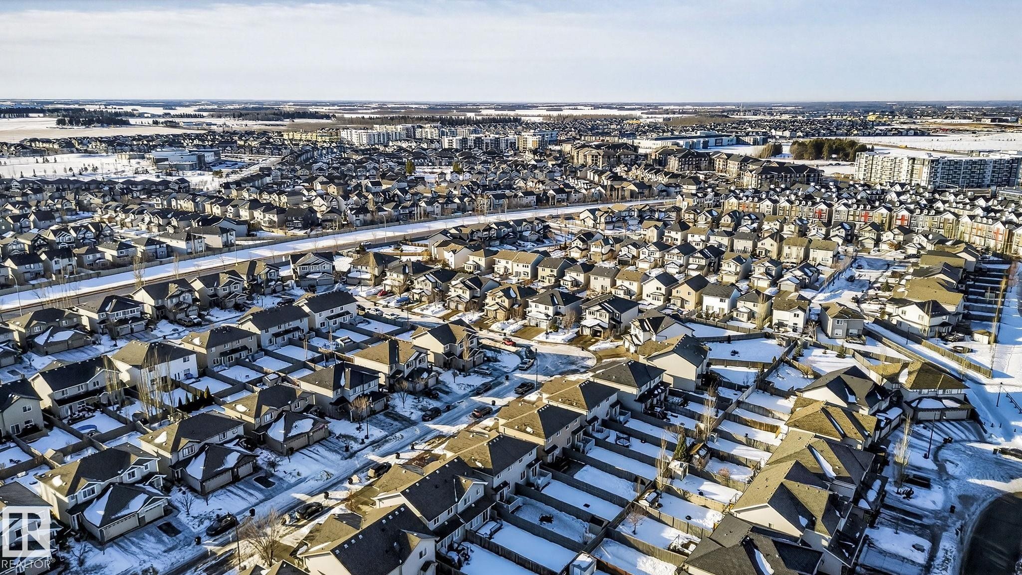 Aerial view of property's location featuring nearby urban area - 2338 Casselman Crescent, Edmonton, AB - Outdoor With View