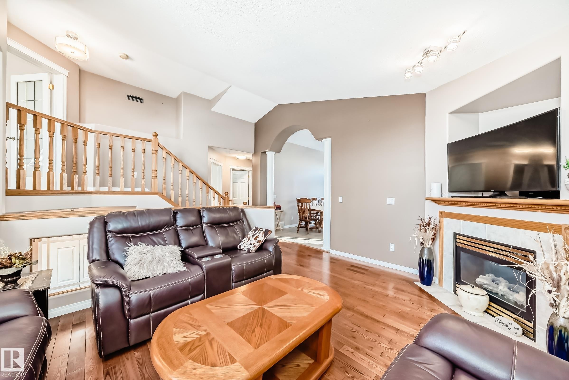 16348 89 Street, Edmonton, AB - Indoor Photo Showing Living Room With Fireplace